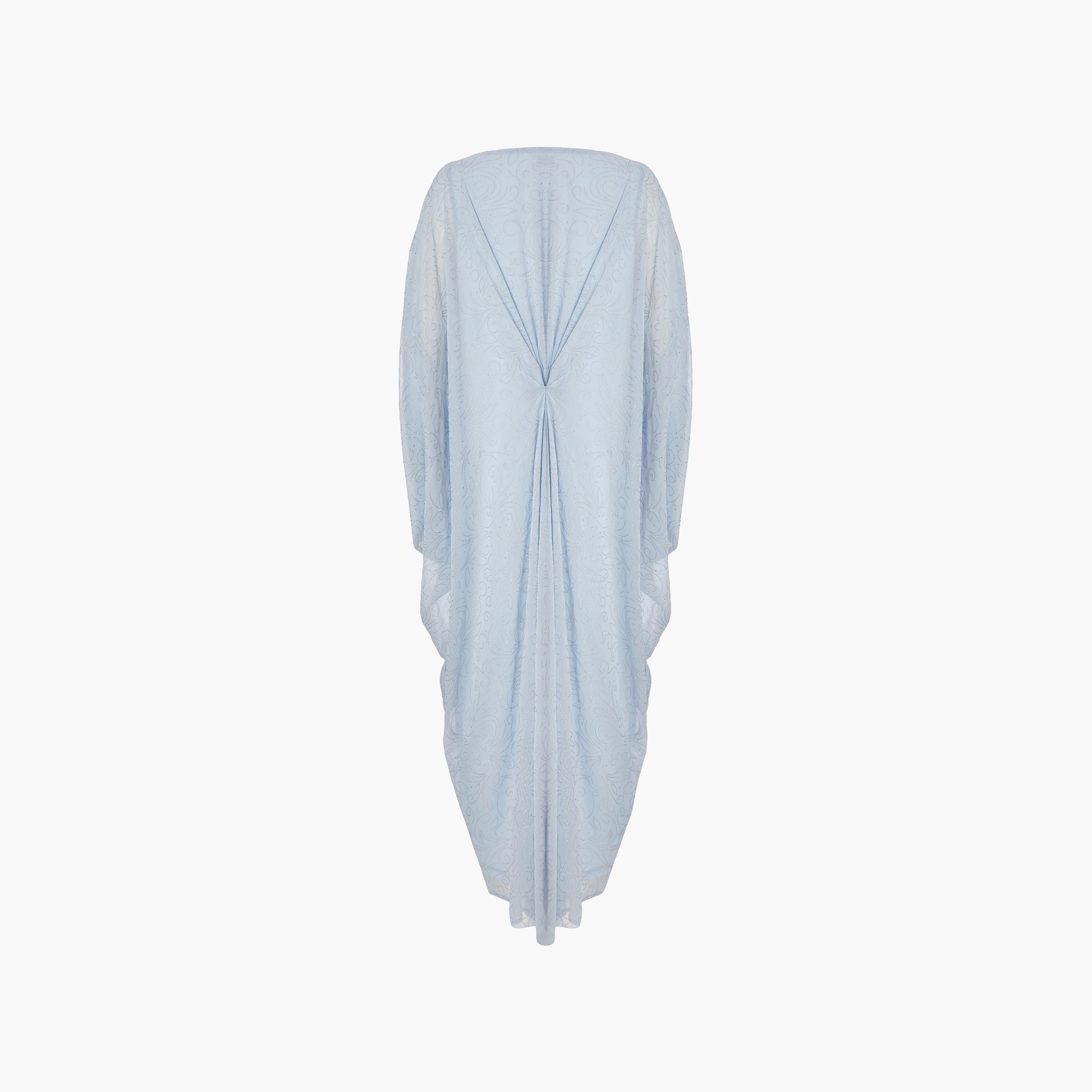 Quiz Draped Rhinestone Chiffon Batwing Sleeves Blue Women's Maxi Kaftan-women-clothing-dresses-image-6