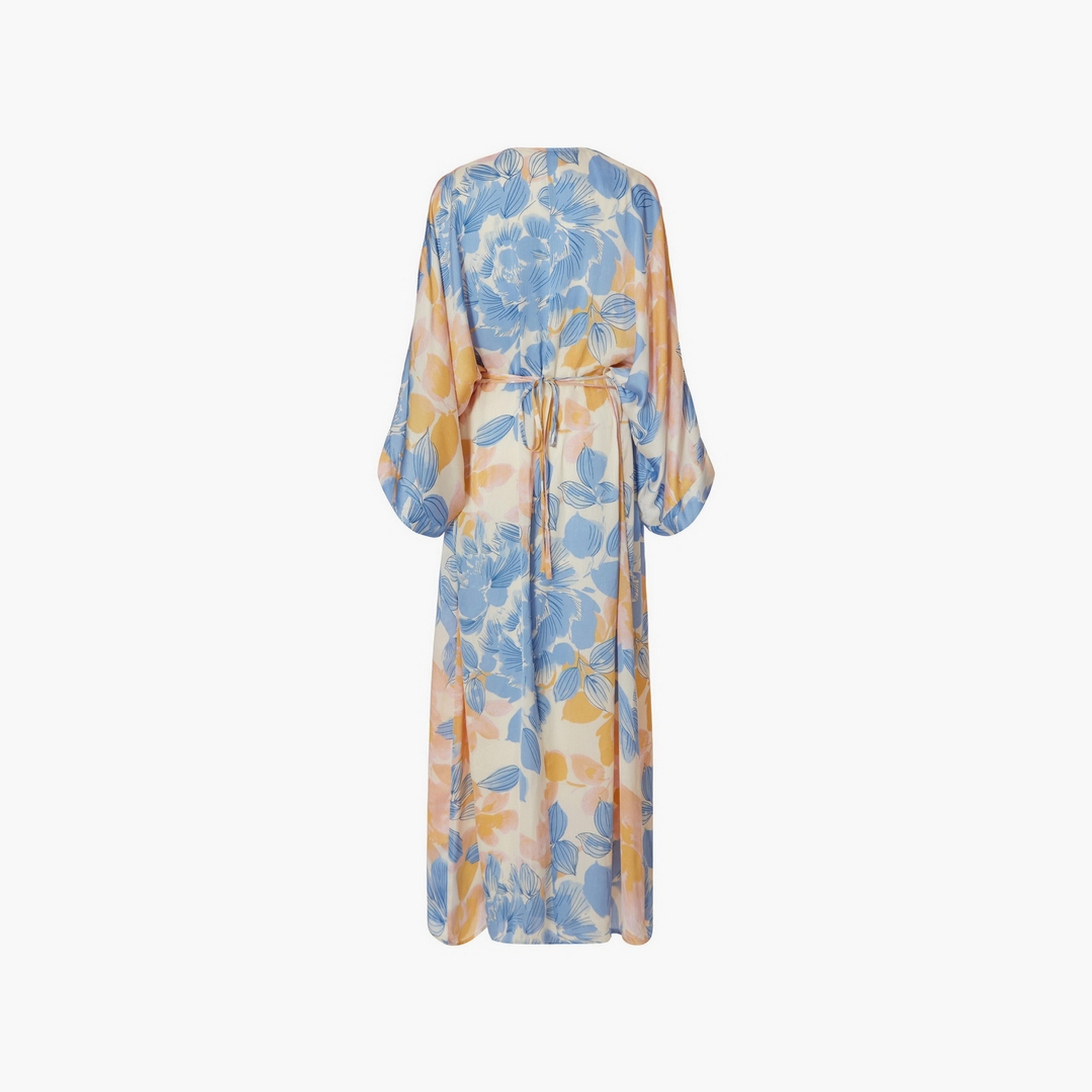 قفطان ماكسي نسائي متعدد الألوان بأكمام واسعة من الساتان المزهر من كويز-women-clothing-dresses-image-6
