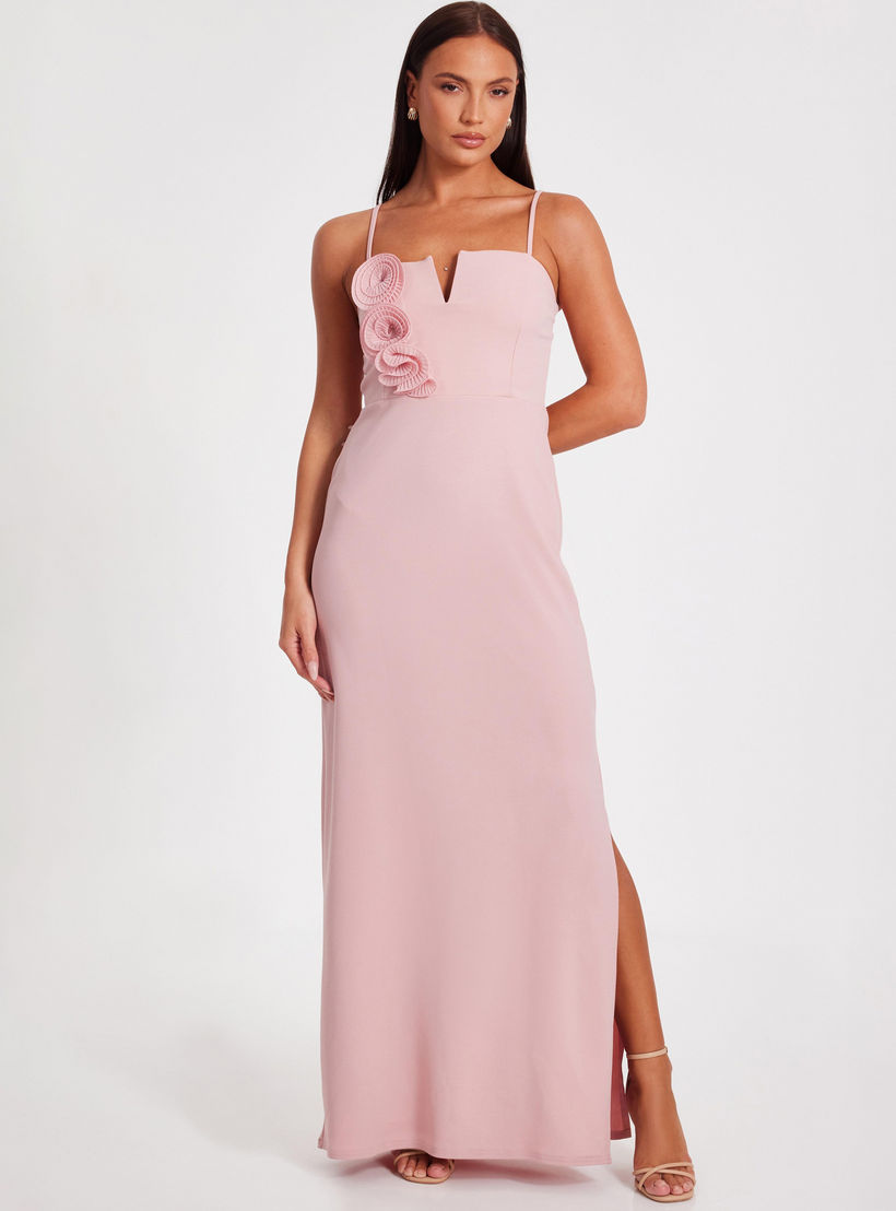 quiz pink dress Quiz Pink Petite Asymmetric Cowl Neck Maxi Dress - 6
