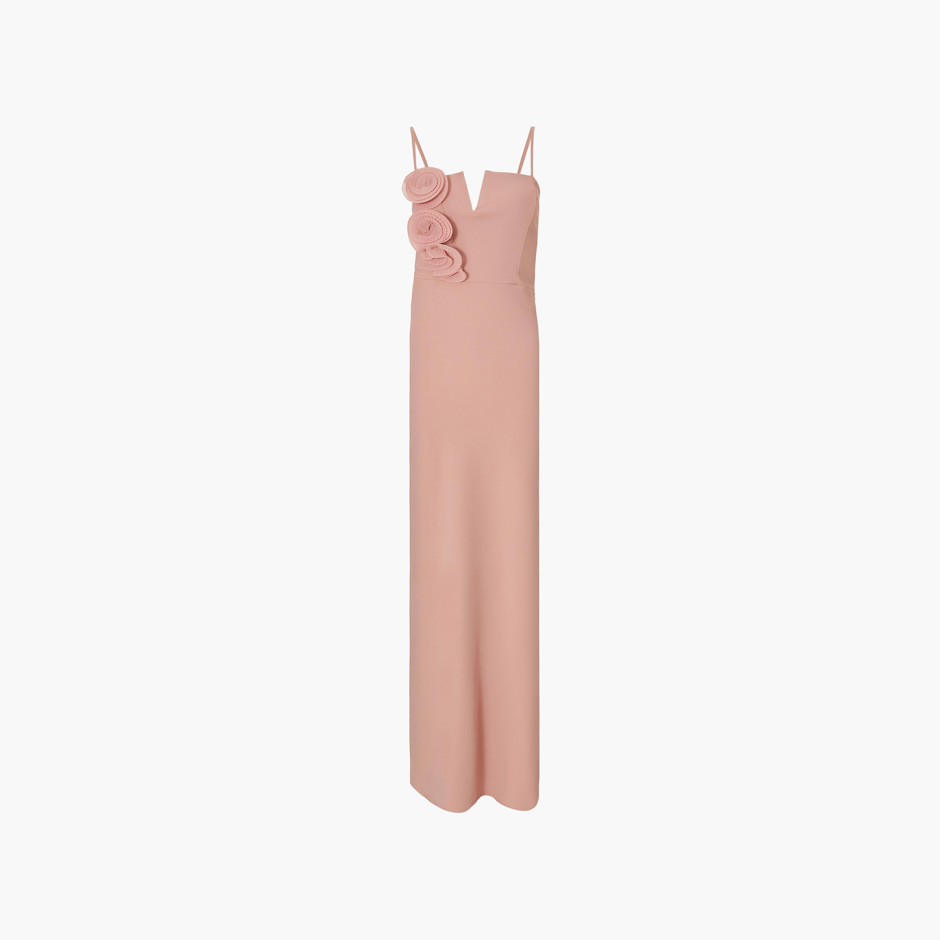 فستان ماكسي نسائي وردي فاتح من قماش الكريب سكوبا مع حزام كتف من كويز-women-clothing-dresses-image-5