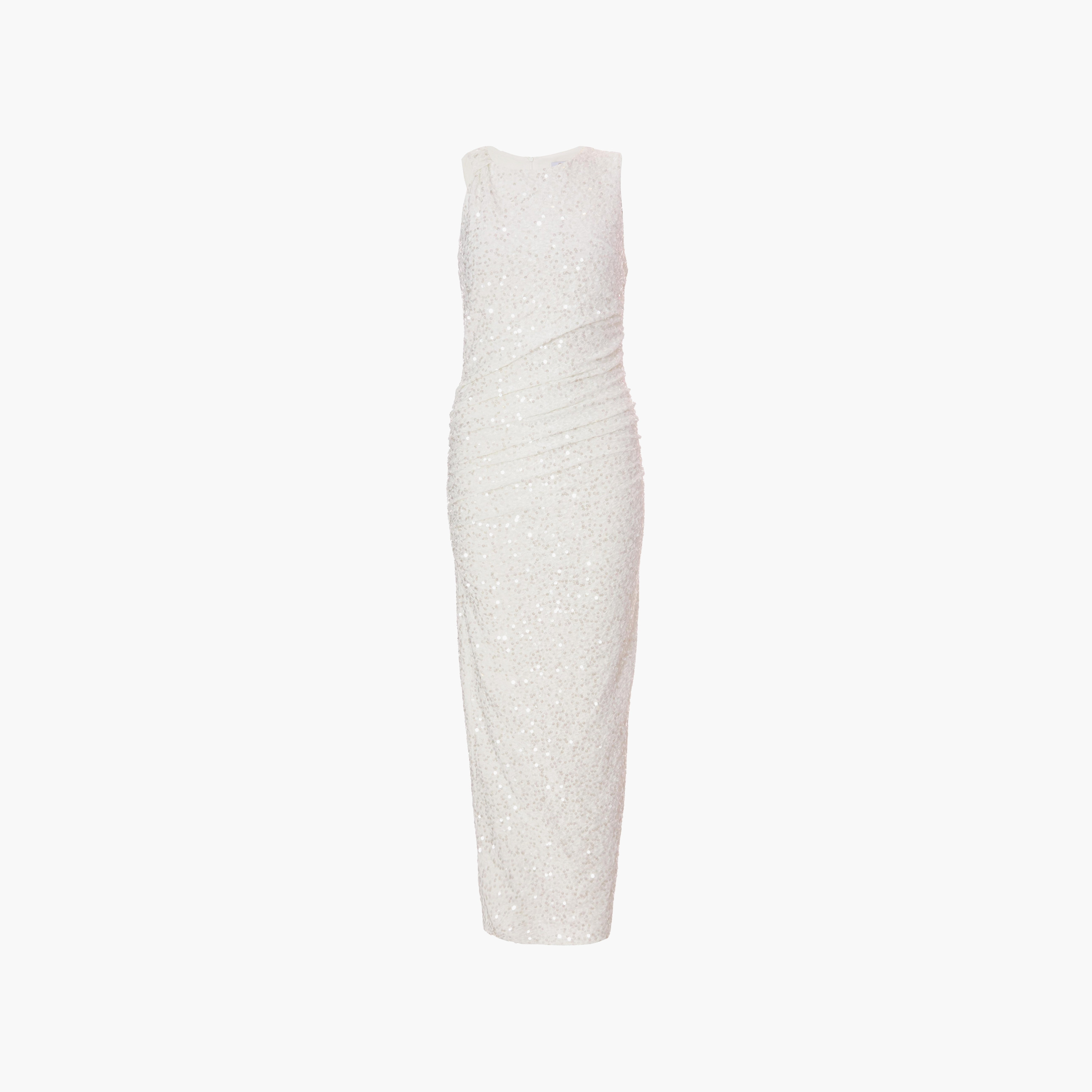 فستان ماكسي سهرة أبيض ضيق مزين بالترتر وعقدة على الكتف للنساء من كويز-women-clothing-dresses-image-5