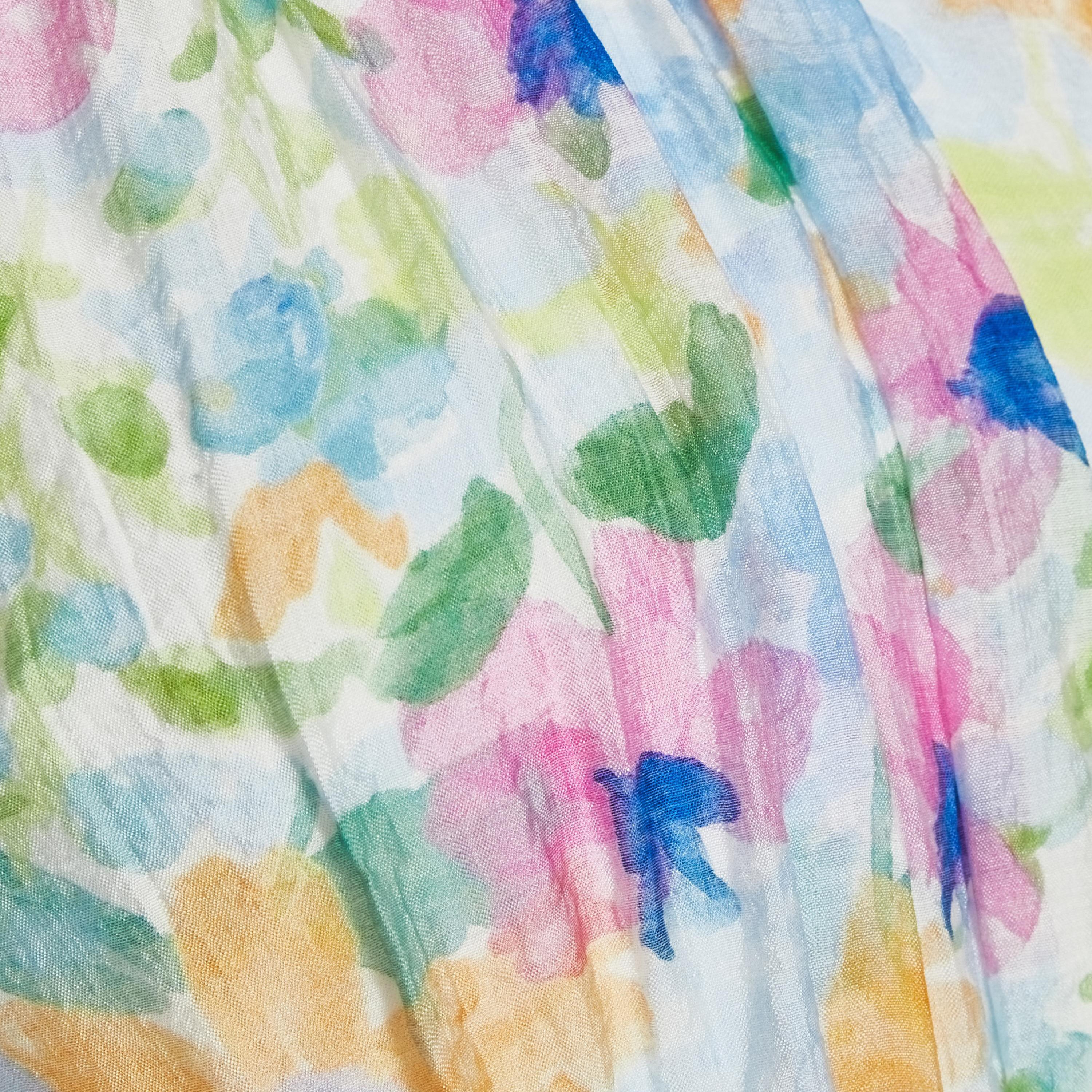 Quiz Floral Print Chiffon Puff Sleeves Cinched Waist Multicolour Women's Maxi Dress-women-clothing-dresses-image-3