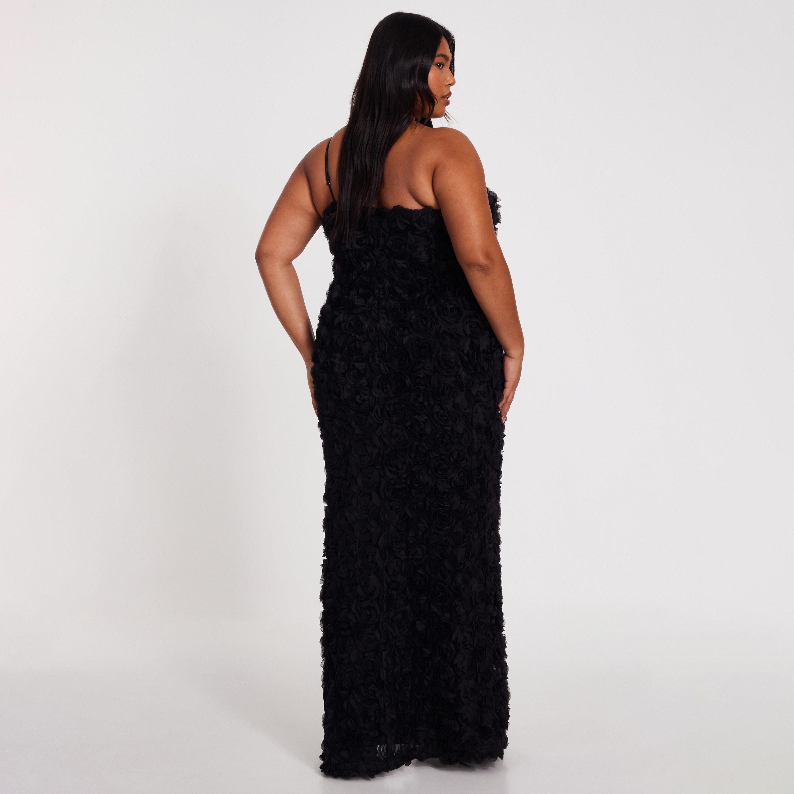Quiz Plus Size Corsage Chiffon One-Shoulder Women's Evening Maxi Dress-women-clothing-dresses-image-3