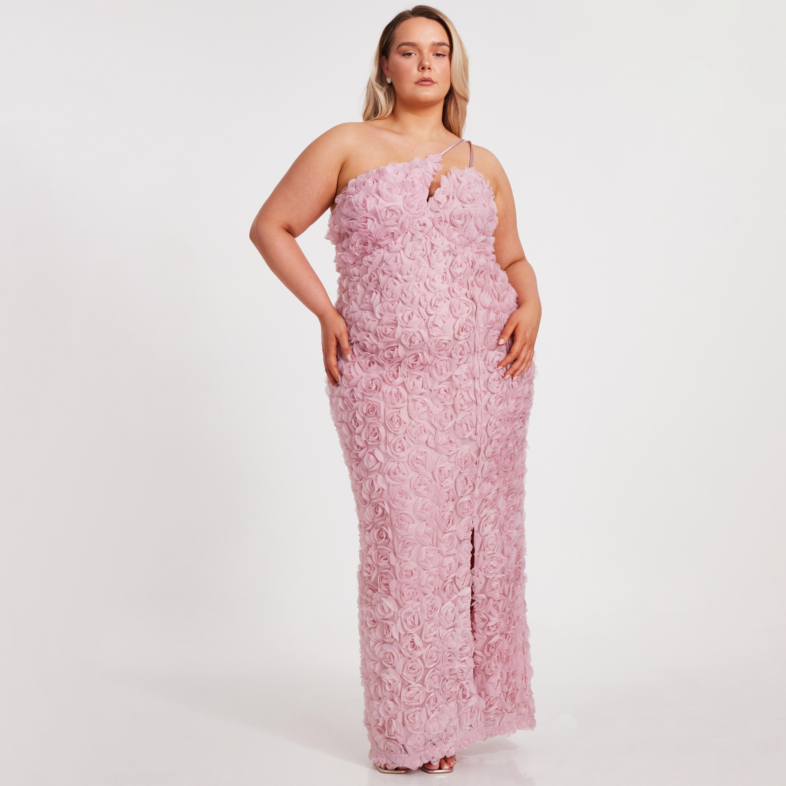 Quiz Plus Size Corsage Chiffon One-Shoulder Women's Evening Maxi Dress-women-clothing-dresses-image-7