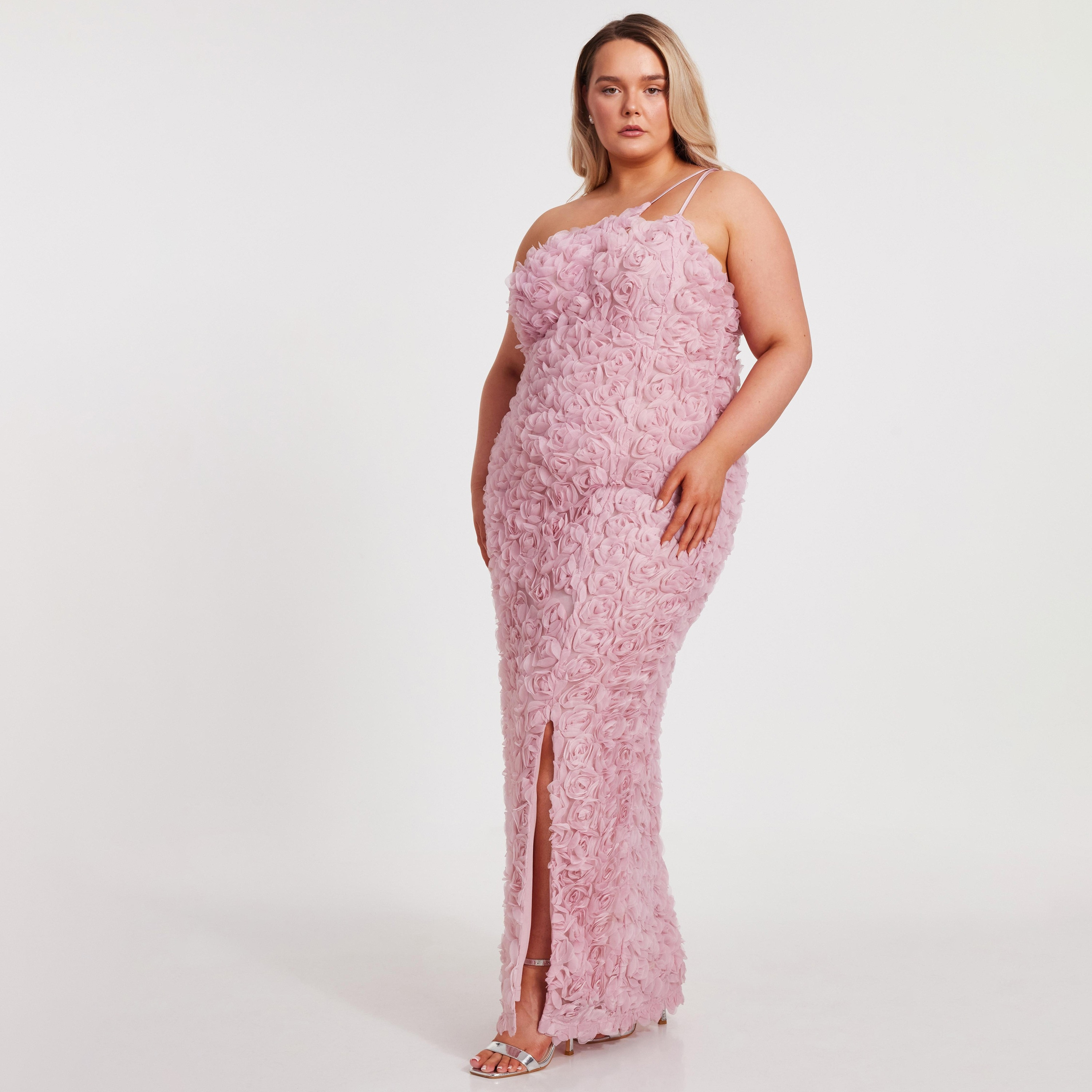 Quiz Plus Size Corsage Chiffon One-Shoulder Women's Evening Maxi Dress-women-clothing-dresses-image-9