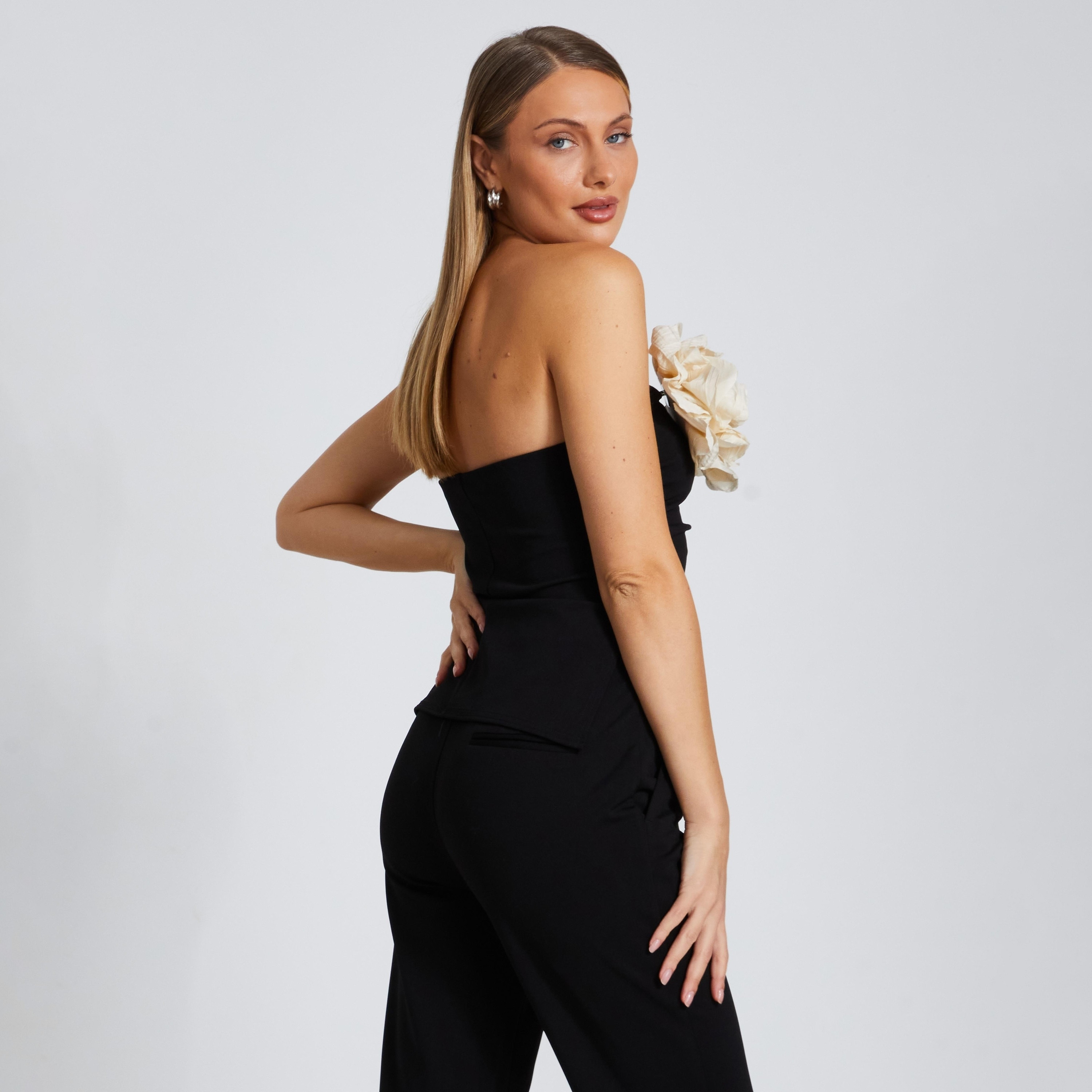 Quiz Scuba Crepe Corsage Black Women Bandeau Top-women-clothing-shirtsandblouses-blouses-image-3
