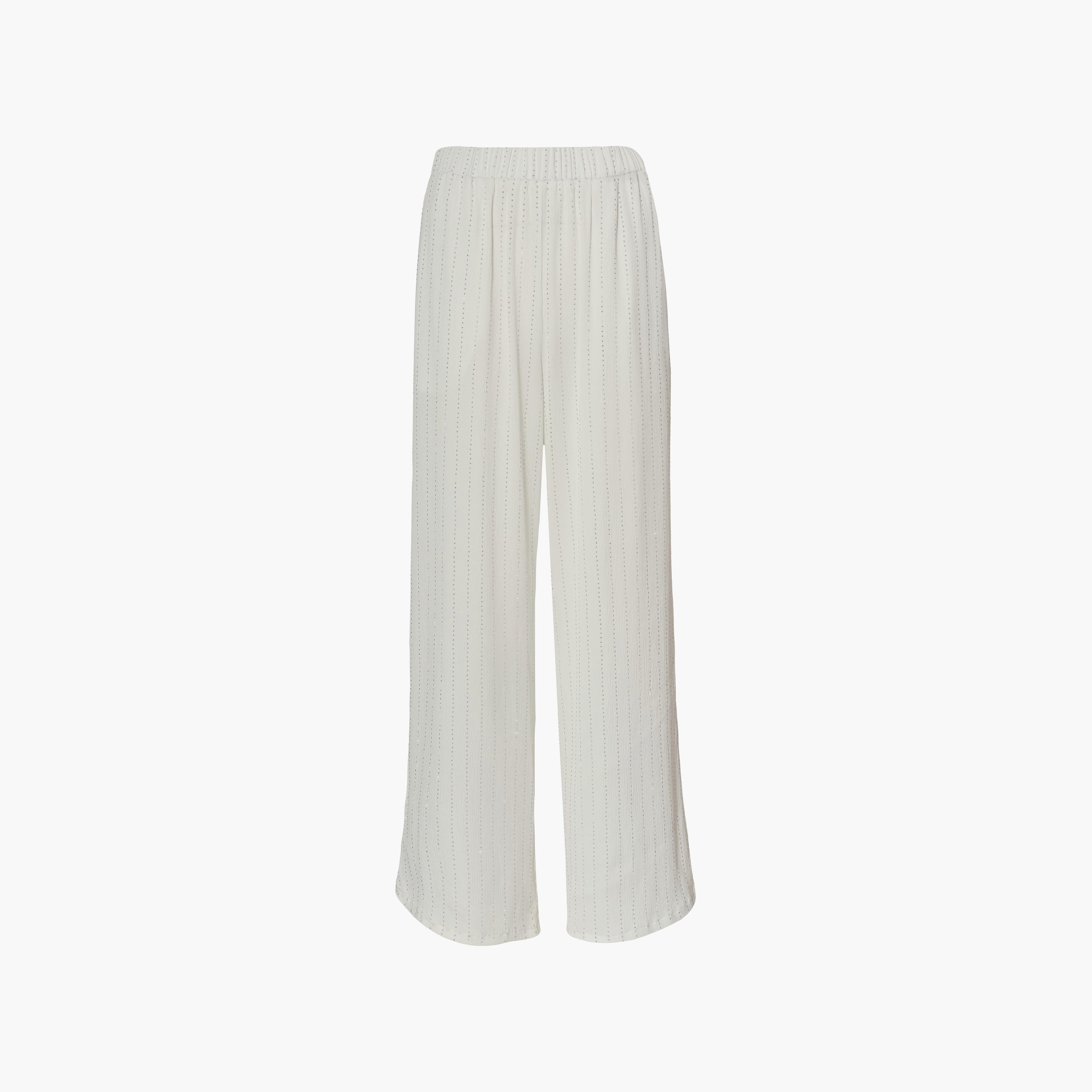 بنطلون نسائي أبيض من الساتان بساق واسعة من كويز-women-clothing-bottoms-trousers-image-5