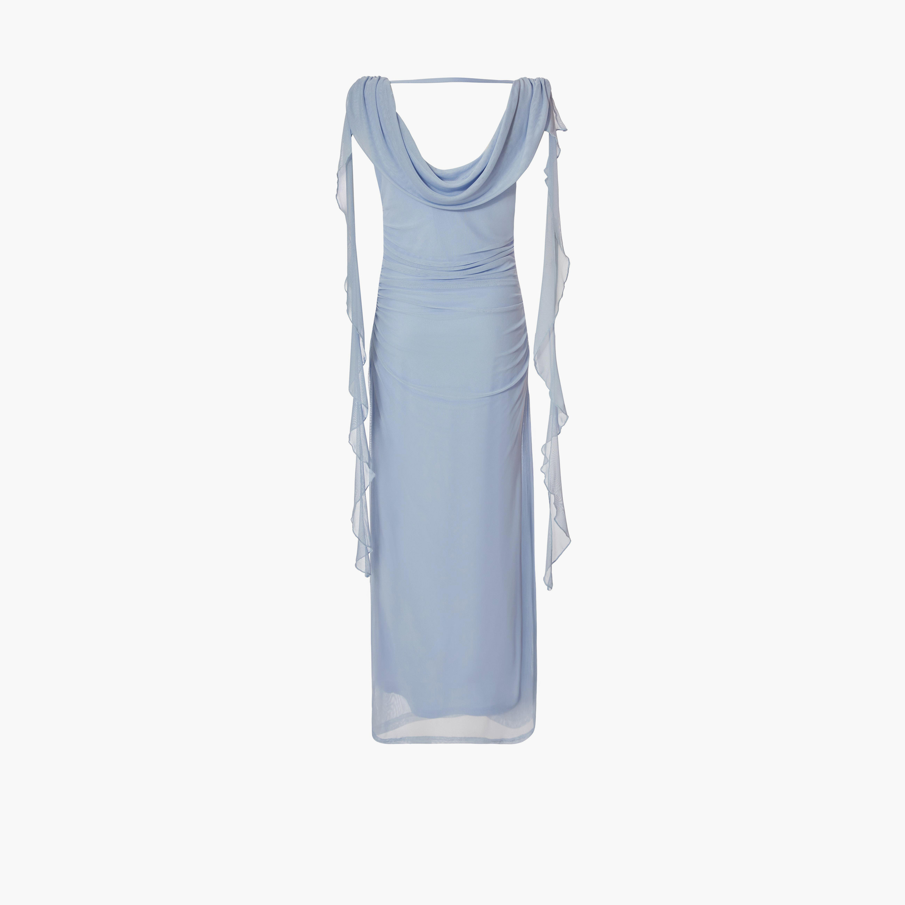 Quiz Pale Blue Mesh Cowl Neck Frill-Detail Women's Midaxi Dress-women-clothing-dresses-image-5