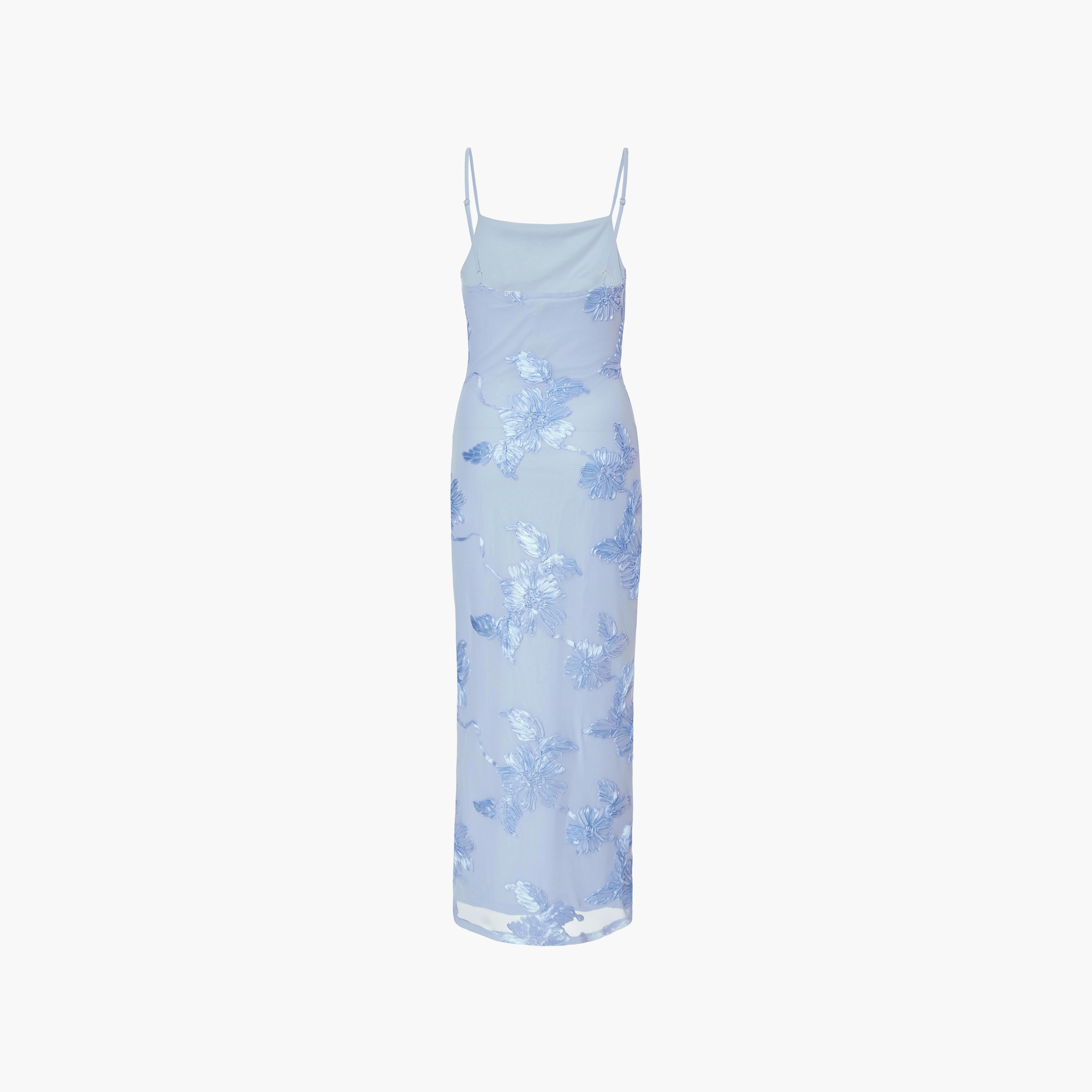 فستان ماكسي أزرق ضيق بأشرطة كتف شبكية للنساء من كويز-women-clothing-dresses-image-6