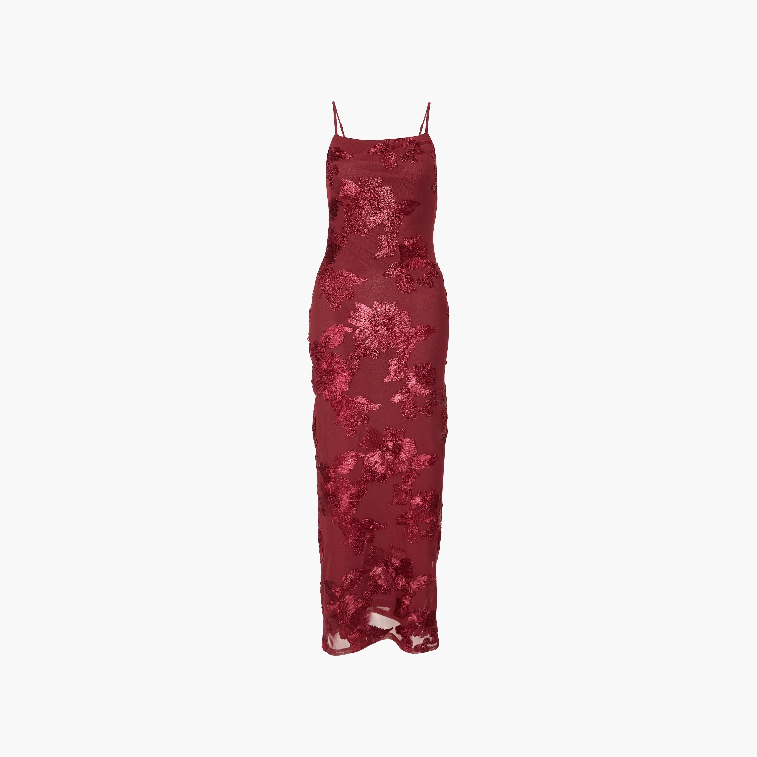 Quiz Floral Mesh Strappy Sheath Wine Women's Evening Maxi Dress-women-clothing-dresses-image-5