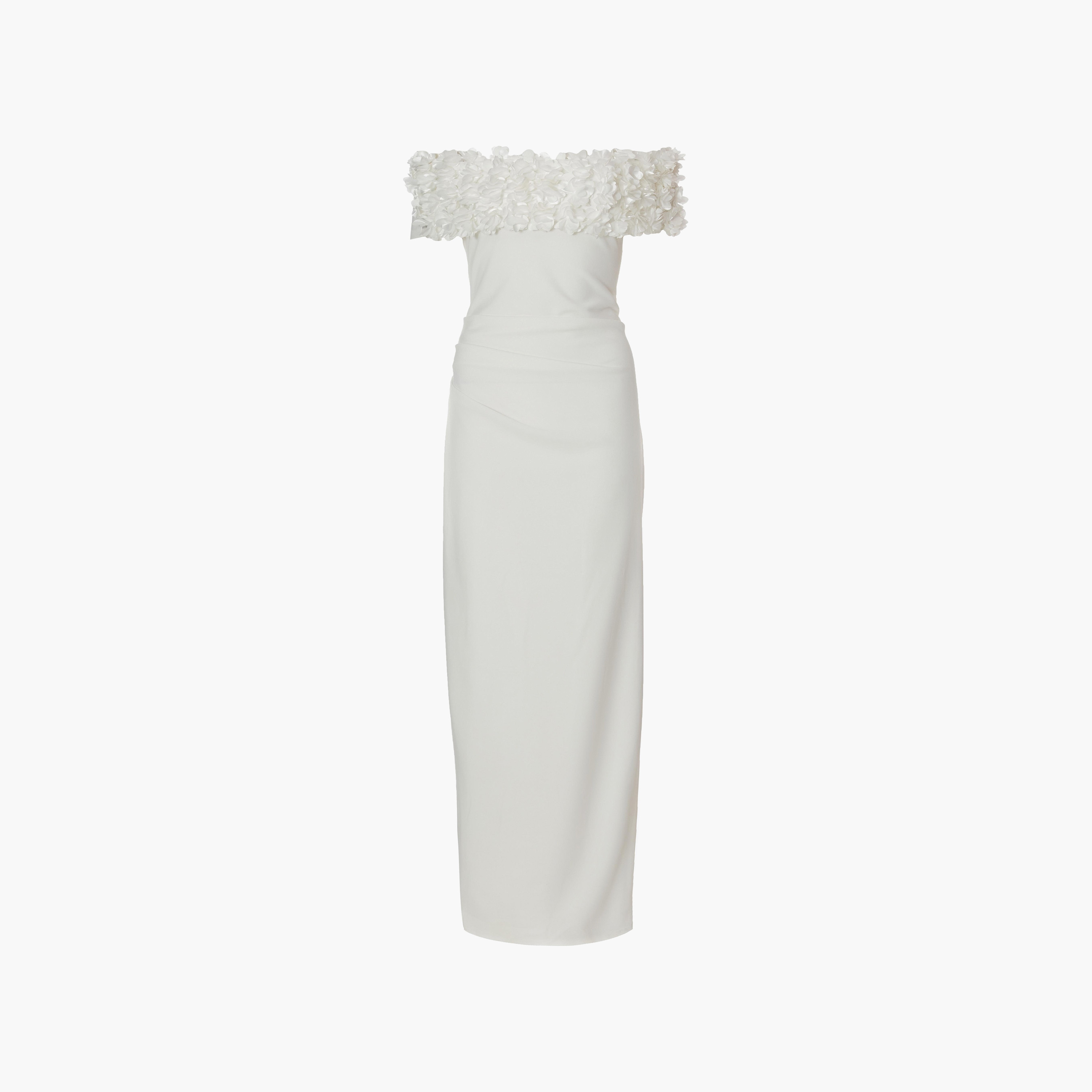 Quiz 3D Floral Crepe Off Shoulder Bodycon White Women's Evening Maxi Dress-women-clothing-dresses-image-5
