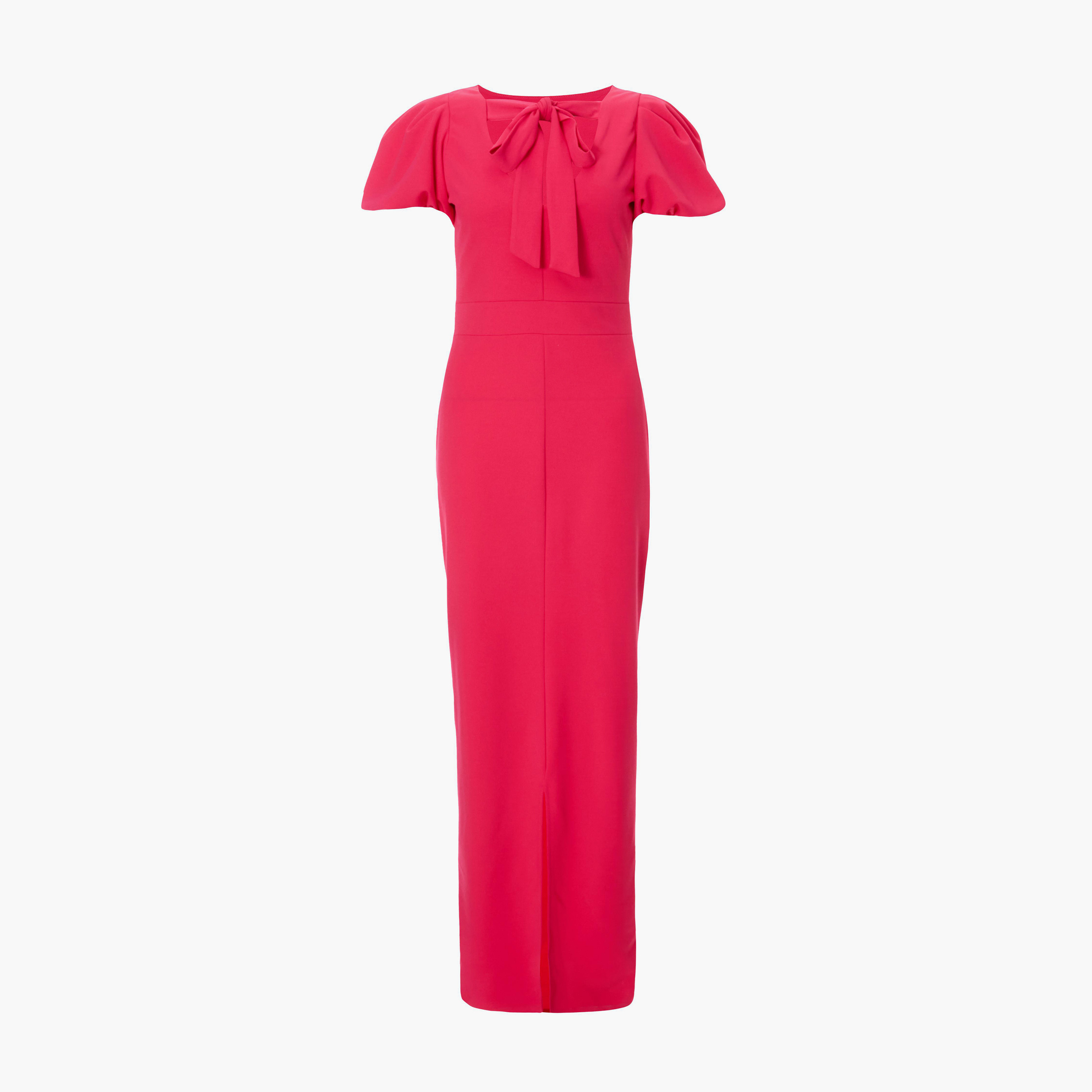 كويز-  فستان ماكسي من الكريب سكوبا برقبة على شكل حرف V مع تفاصيل حزام برباط-women-clothing-dresses-image-6