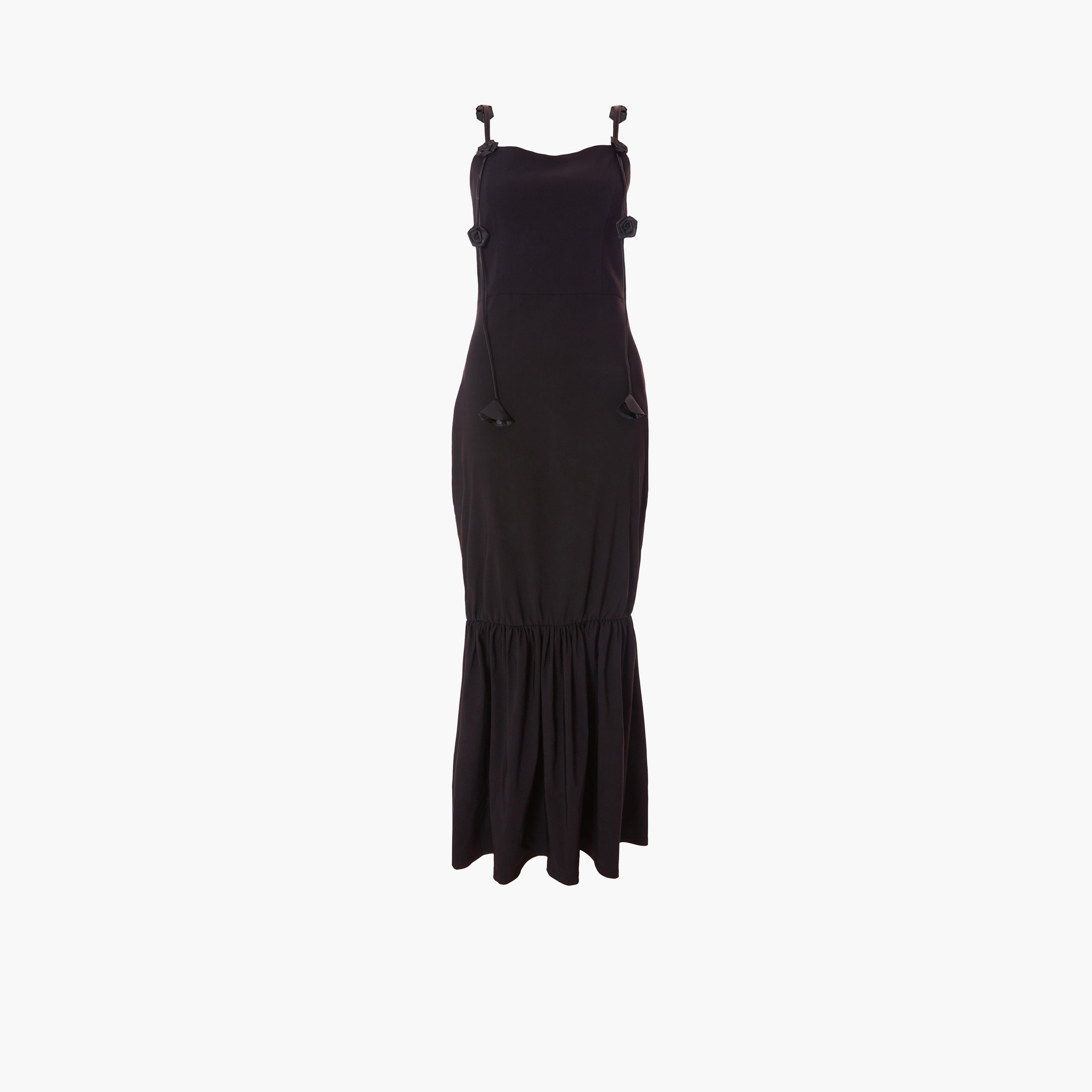 Quiz Black Bengaline Fishtail Women's Evening Wear Maxi Dress With Trailing Floral-women-clothing-dresses-image-4