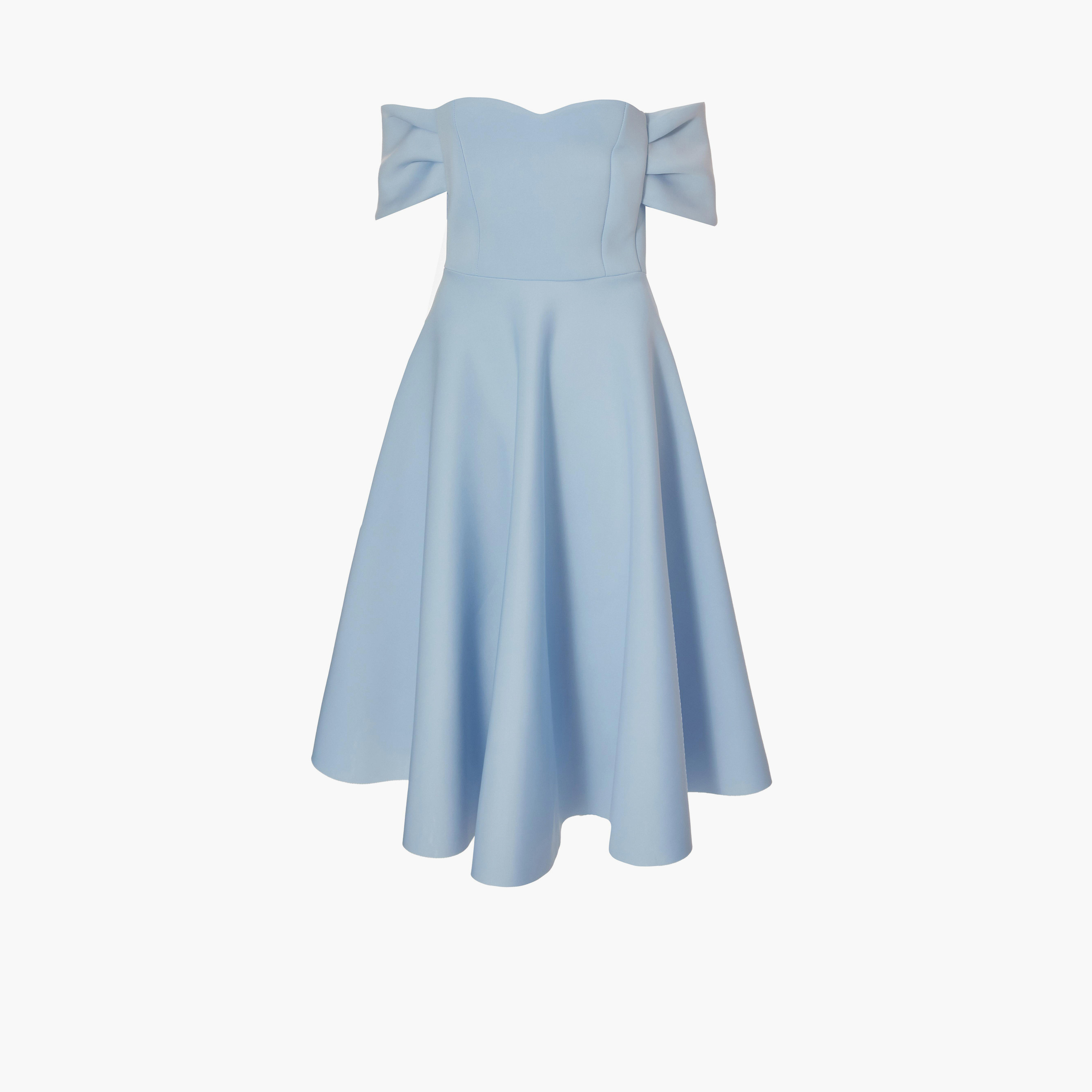 كويز-  فستان سكيتر باردو أزرق فاتح مزين بثنيات سكوبا-women-clothing-dresses-image-4