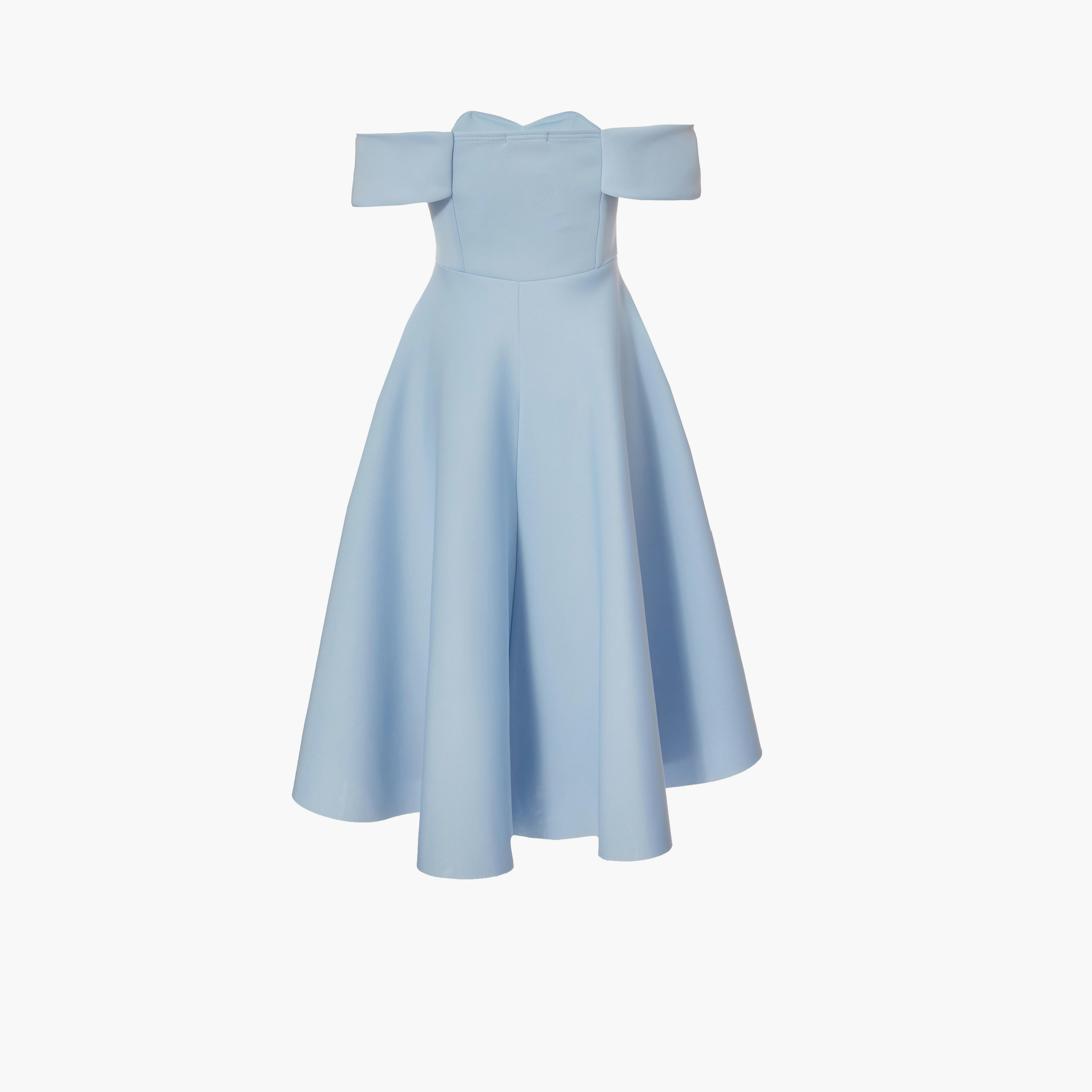 كويز-  فستان سكيتر باردو أزرق فاتح مزين بثنيات سكوبا-women-clothing-dresses-image-5