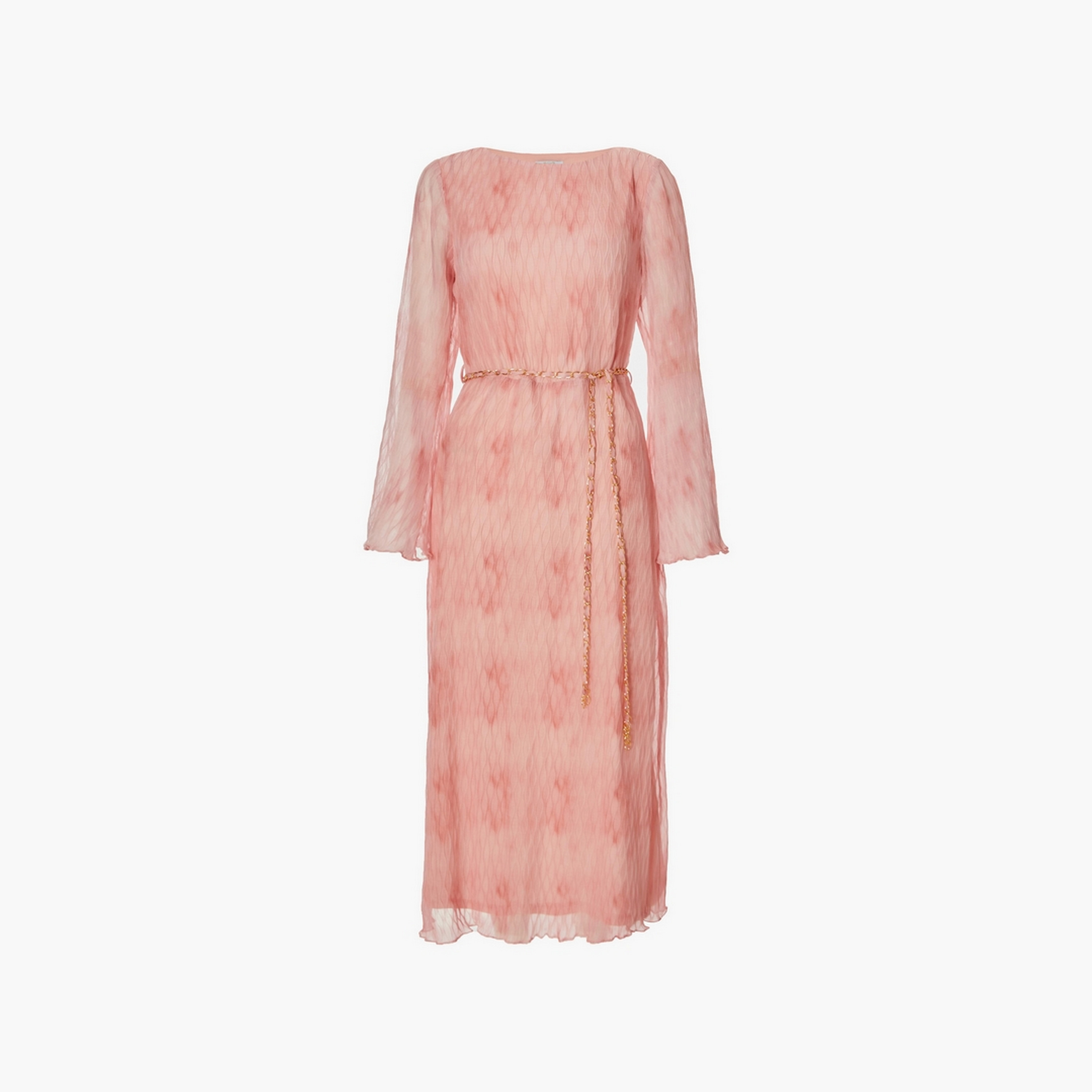 Quiz Textured Chiffon Belted Shift Pink Women's Maxi Dress-women-clothing-dresses-image-5