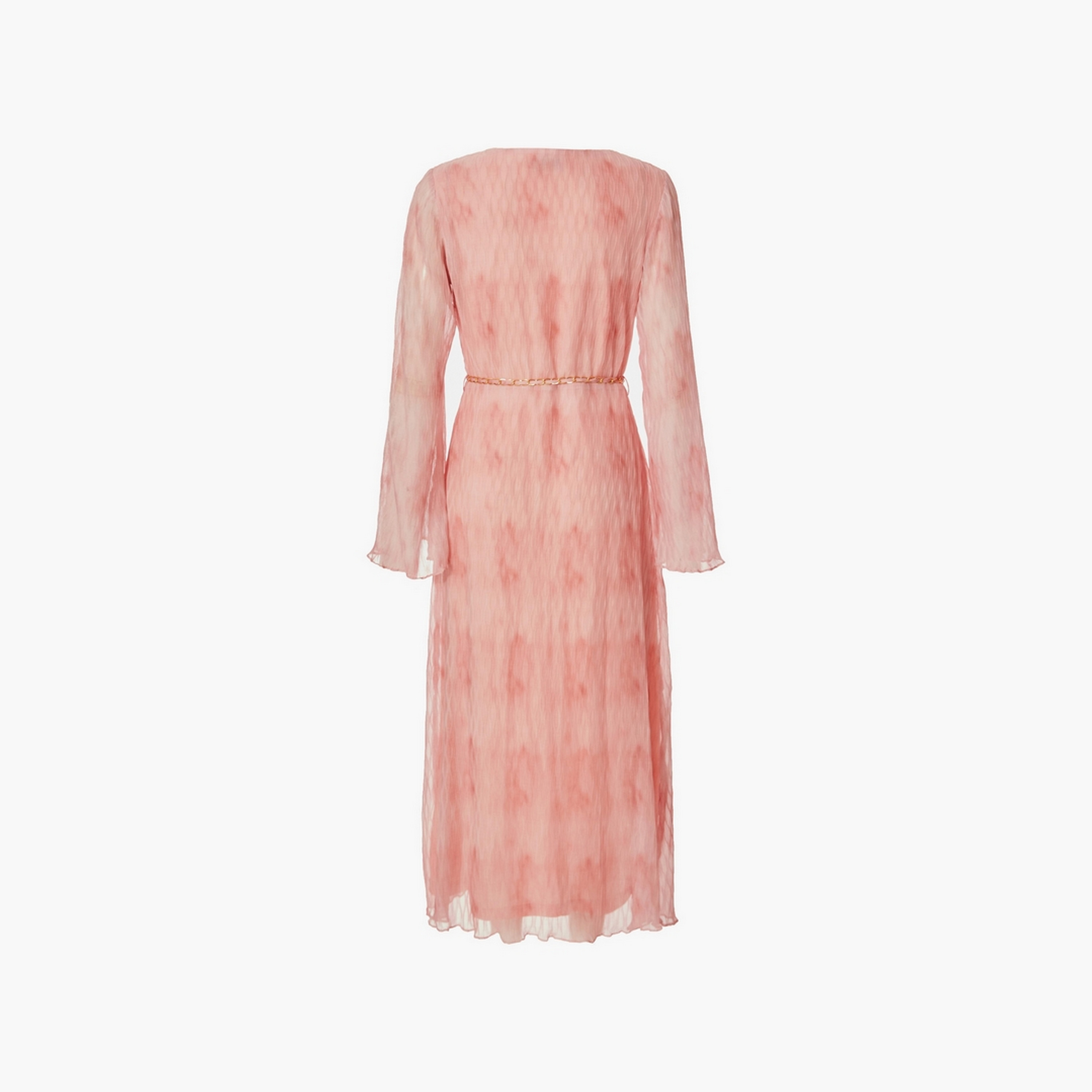 Quiz Textured Chiffon Belted Shift Pink Women's Maxi Dress-women-clothing-dresses-image-6