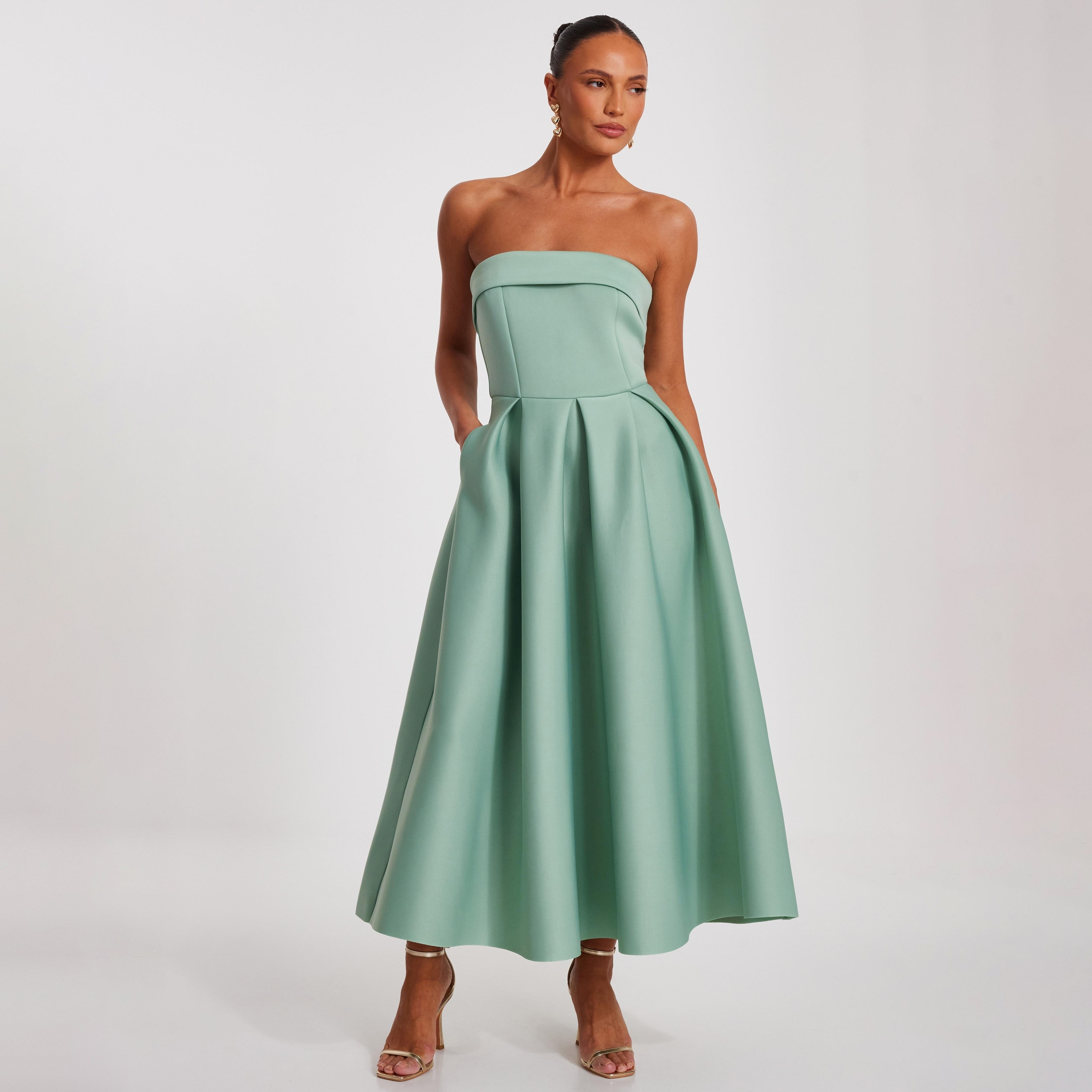 فستان ماكسي نسائي من إسفنج سكوبا باندو سكيتر سيج من كويز-women-clothing-dresses-image-1