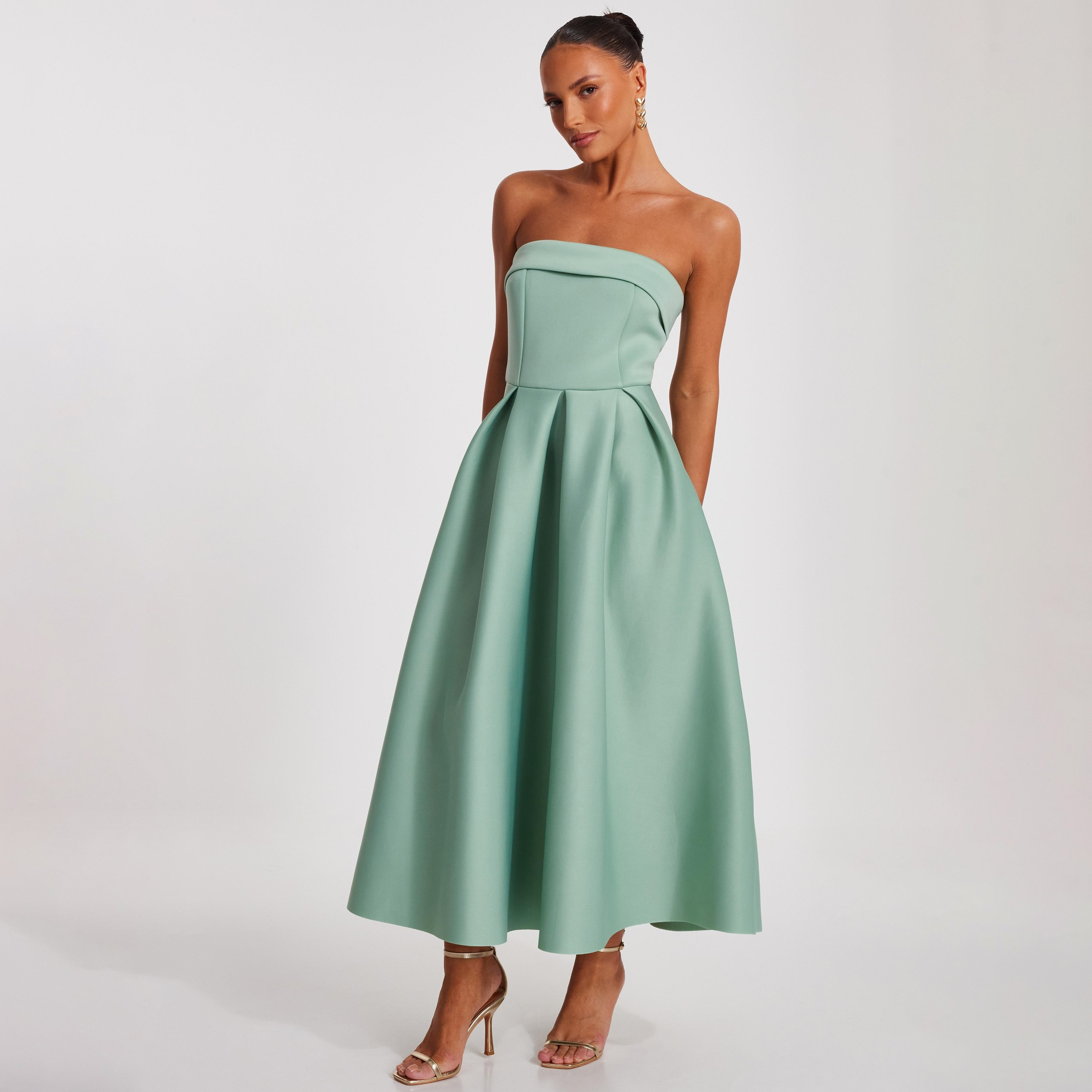فستان ماكسي نسائي من إسفنج سكوبا باندو سكيتر سيج من كويز-women-clothing-dresses-image-2