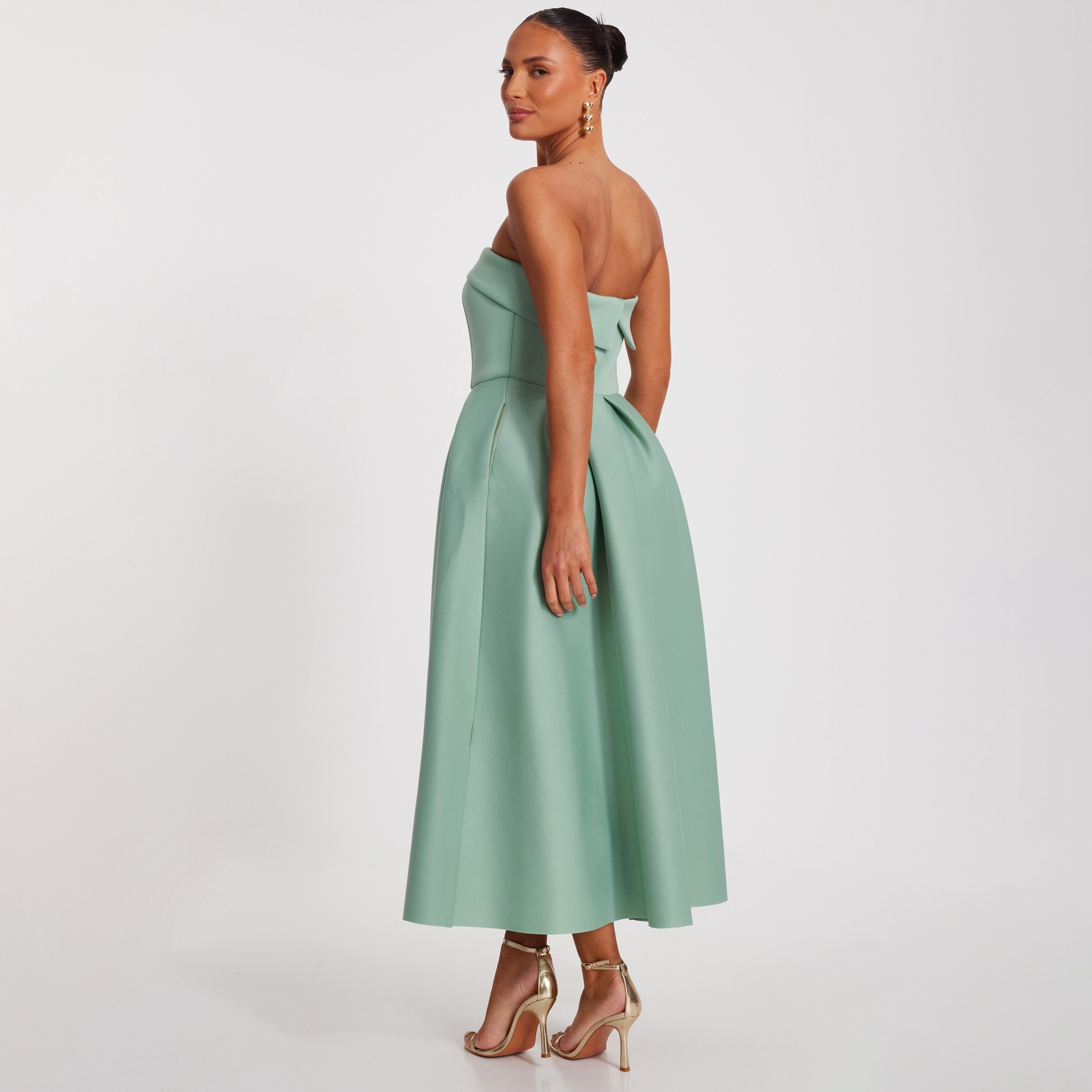 Quiz Scuba Foam Bandeau Skater Sage Women Maxi Dress-women-clothing-dresses-image-3