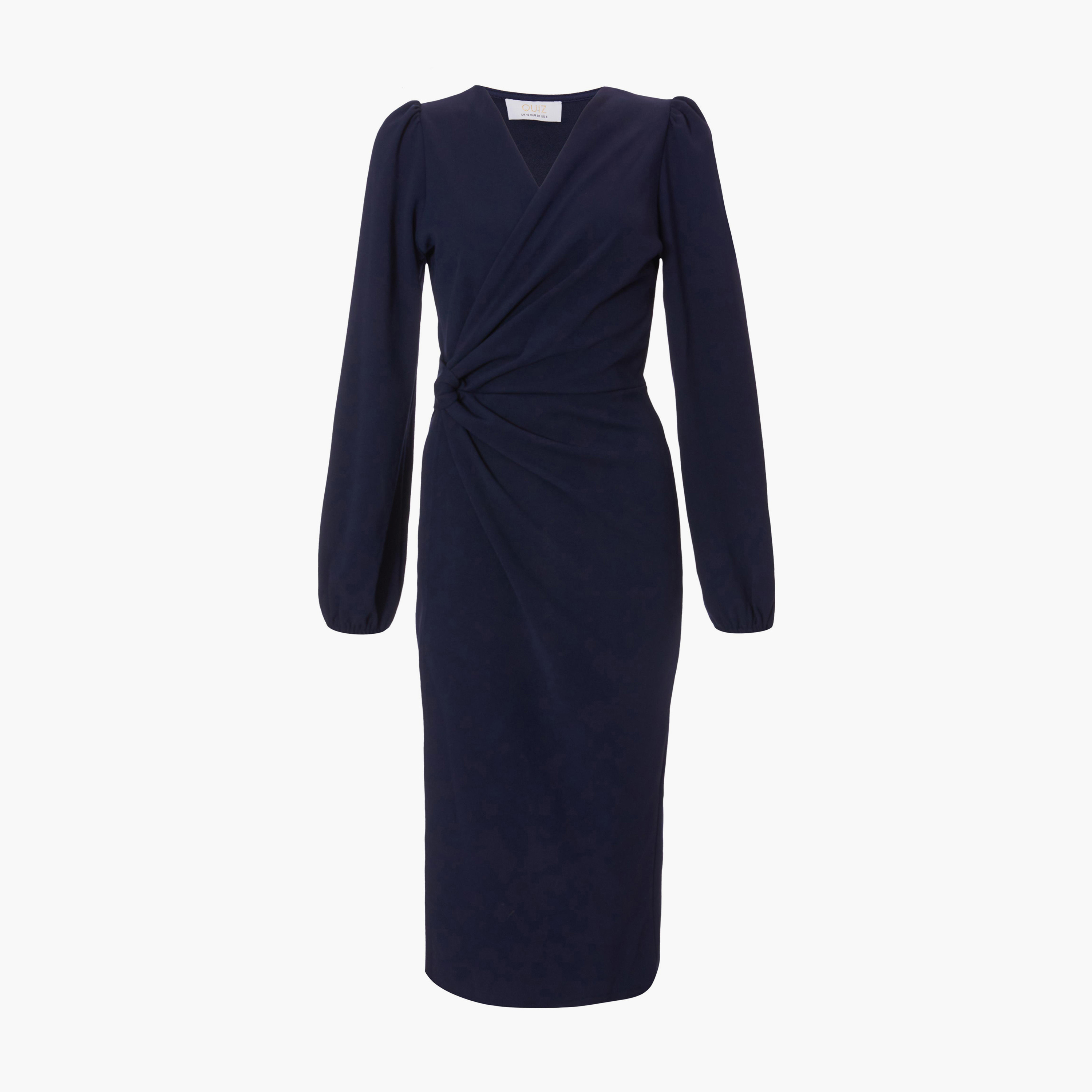 Quiz Navy Scuba Crepe Wrap Women Midi Dress-women-clothing-dresses-image-5