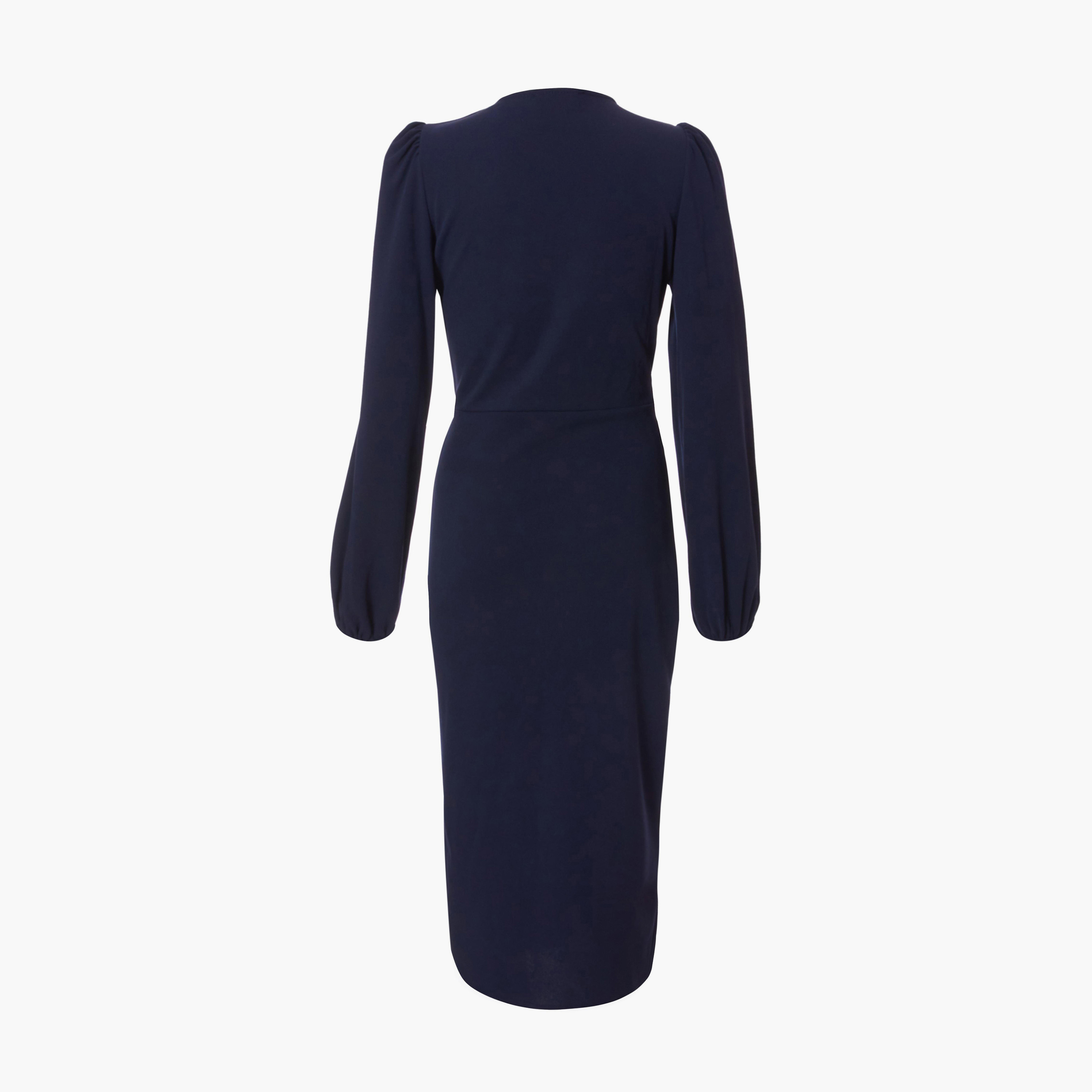Quiz Navy Scuba Crepe Wrap Women Midi Dress-women-clothing-dresses-image-6