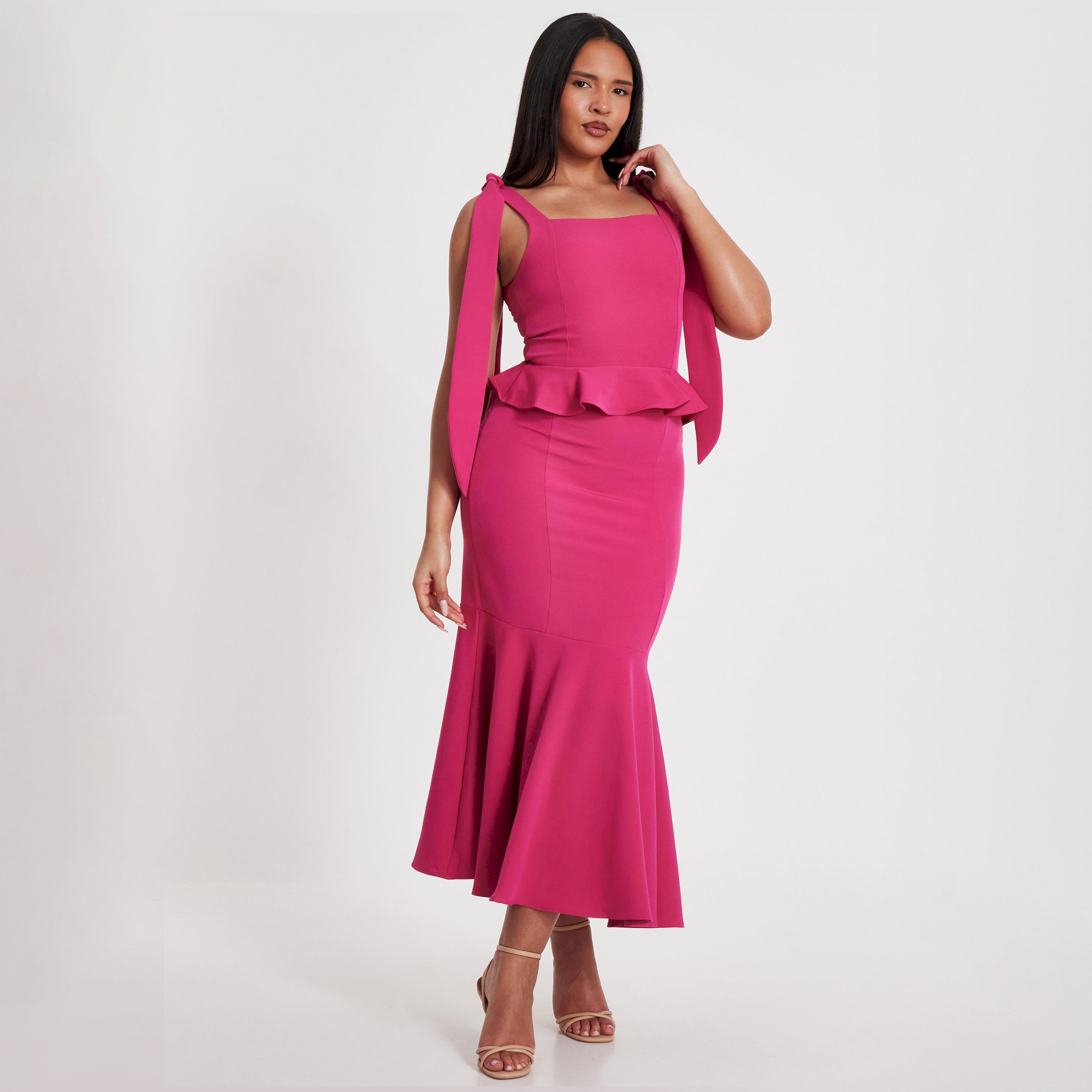 كويز-  بلوزة قصيرة بقصة ببلوم من قماش باربي لون أرجواني-women-clothing-shirtsandblouses-blouses-image-1