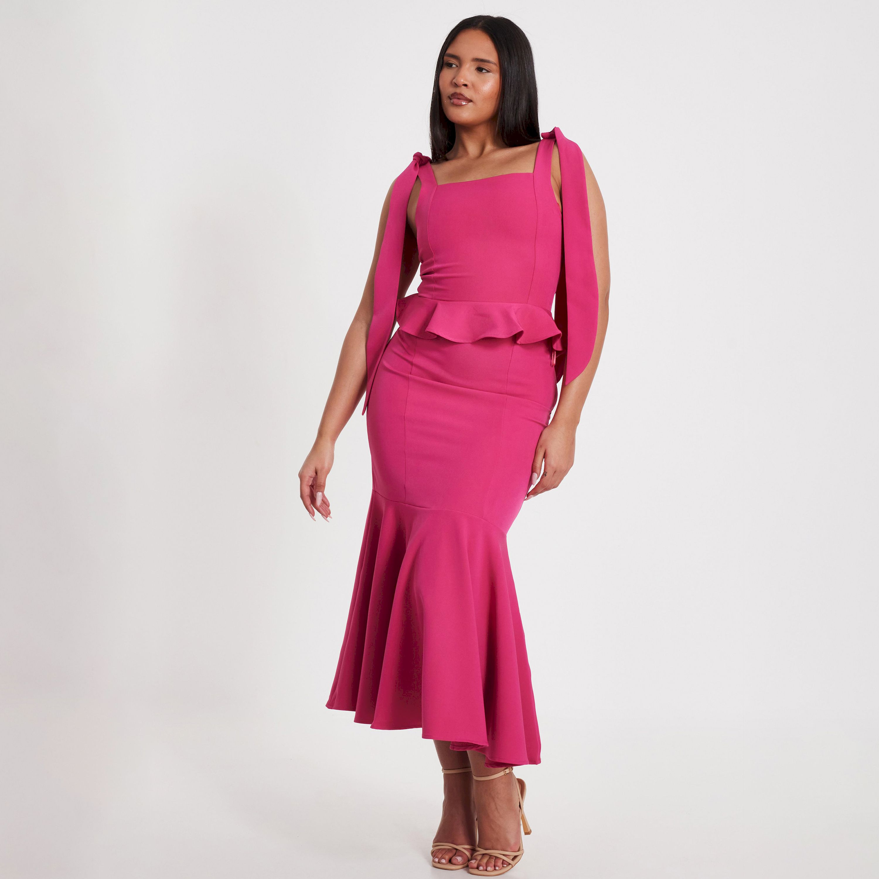 Quiz Magenta Barbie Tie Strap Peplum Crop Top-women-clothing-shirtsandblouses-blouses-image-2