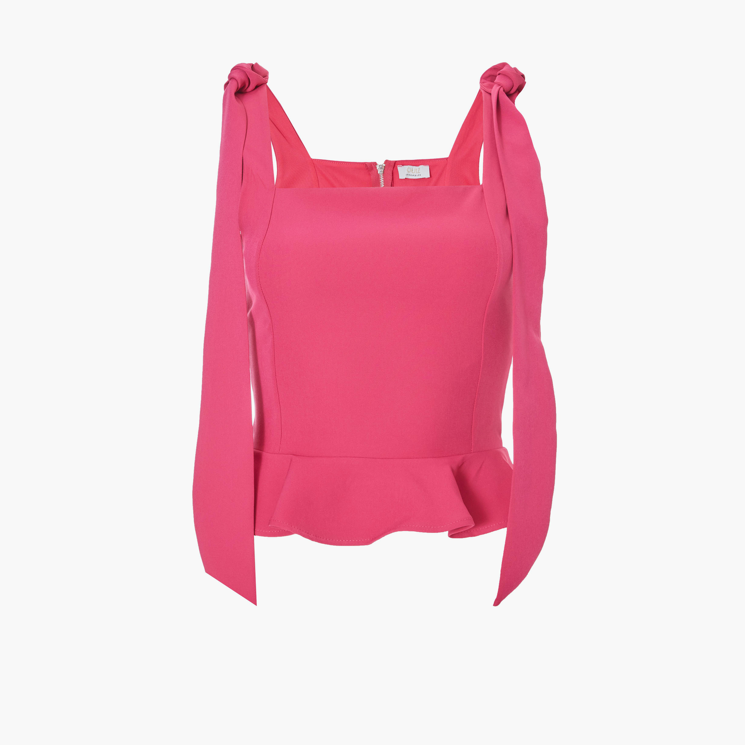 كويز-  بلوزة قصيرة بقصة ببلوم من قماش باربي لون أرجواني-women-clothing-shirtsandblouses-blouses-image-4
