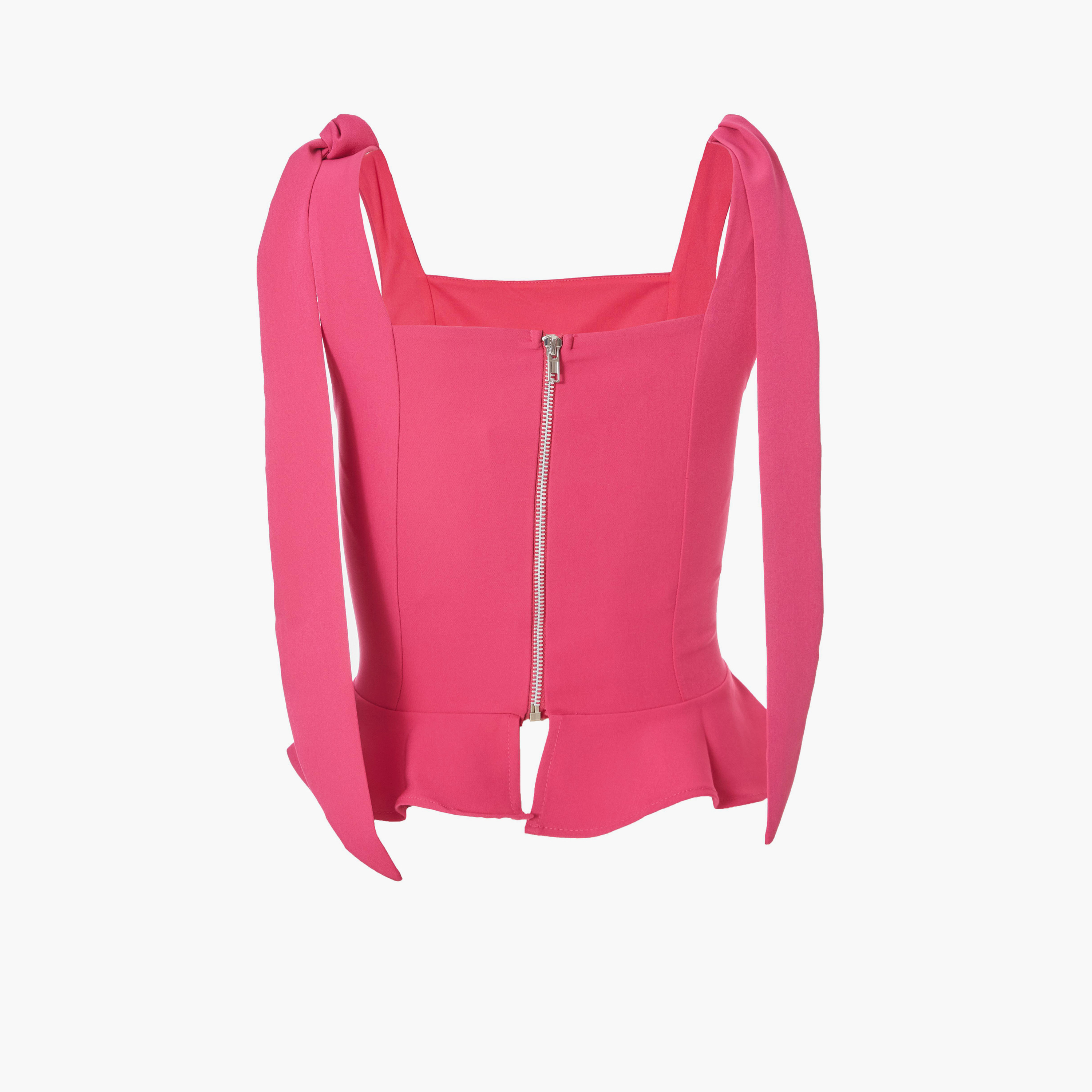 Quiz Magenta Barbie Tie Strap Peplum Crop Top-women-clothing-shirtsandblouses-blouses-image-5