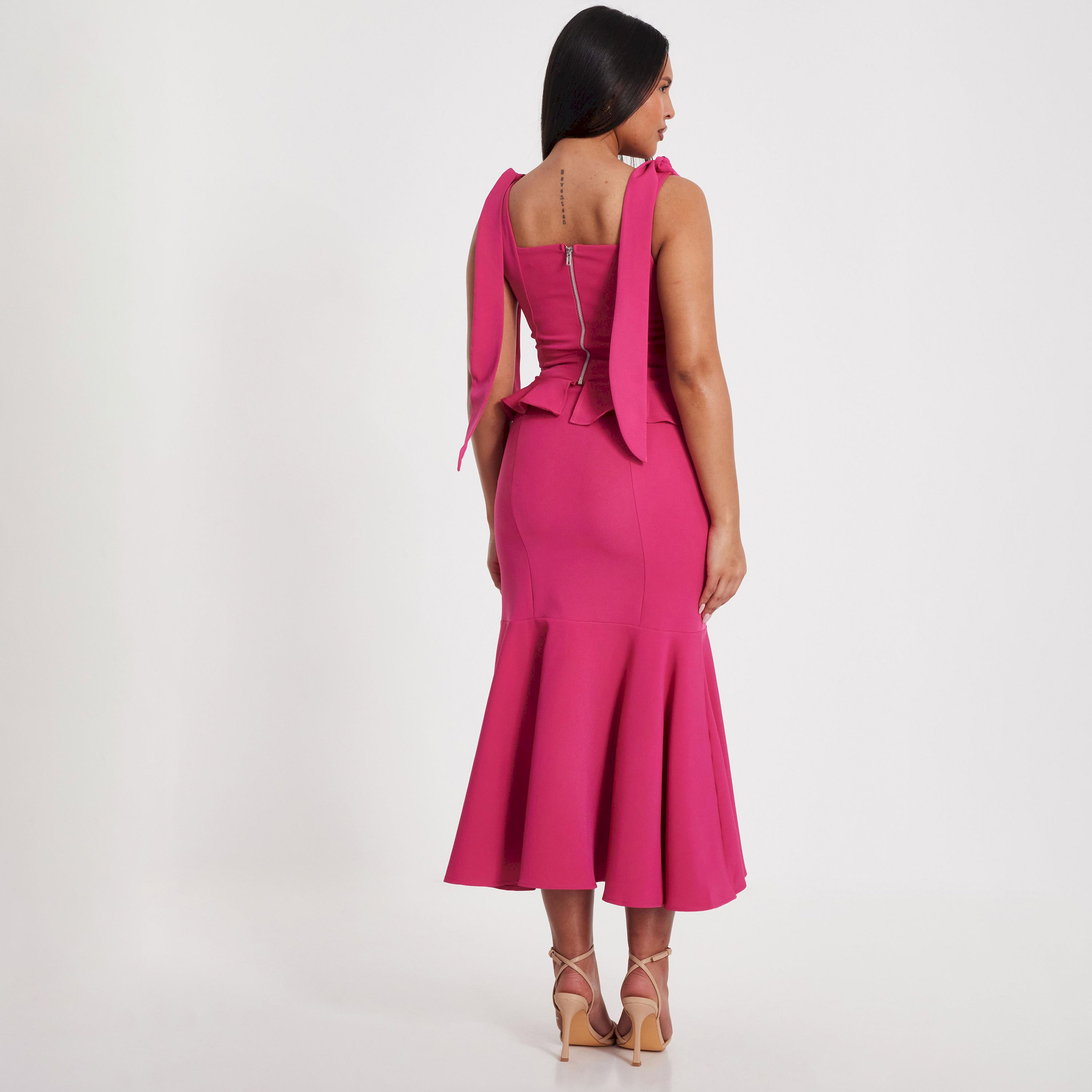 كويز-  تنورة ماكسي من قماش باربي بطبقات وحاشية أرجوانية-women-clothing-bottoms-skirts-image-3