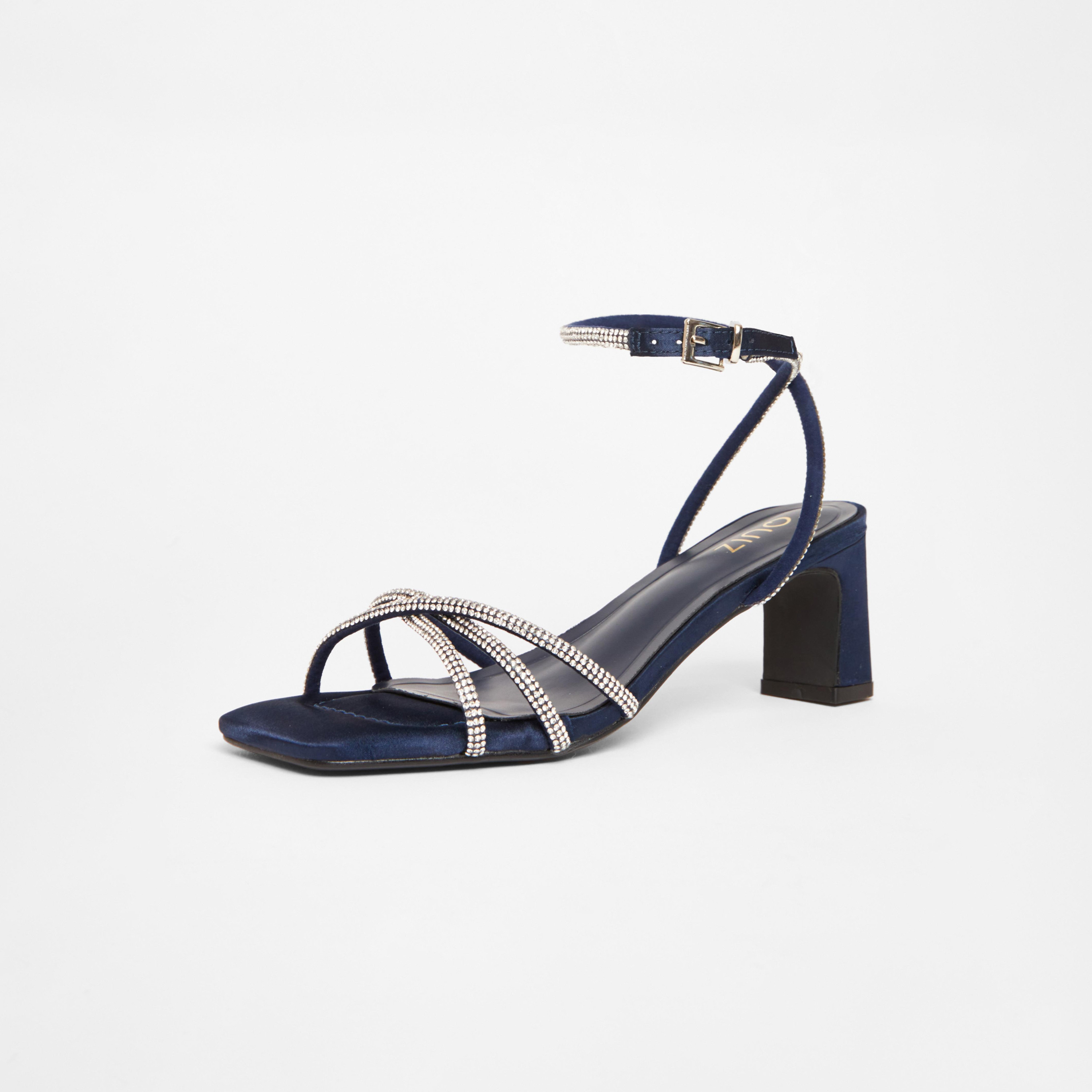 Quiz Women's Diamante Ankle Strap Block Heel Sandals-women-shoes-sandals-heeled-image-1