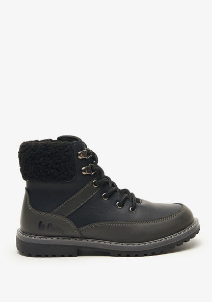 Lee Cooper Boys' Lace-Up High Cut Boots with Fur Detail-Boy%27s Boots-image-0