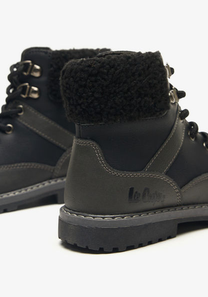 Lee Cooper Boys' Lace-Up High Cut Boots with Fur Detail-Boy%27s Boots-image-2