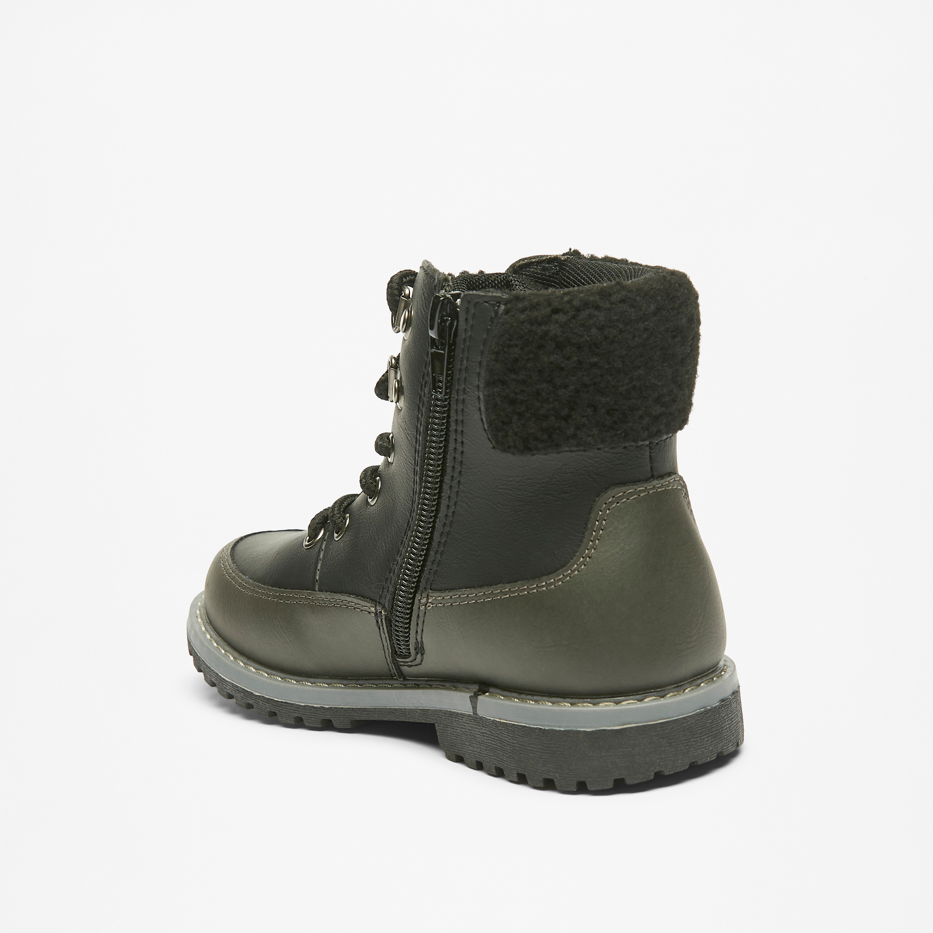 Lee Cooper Boys Fur Textured High Cut Boots with Zip Closure