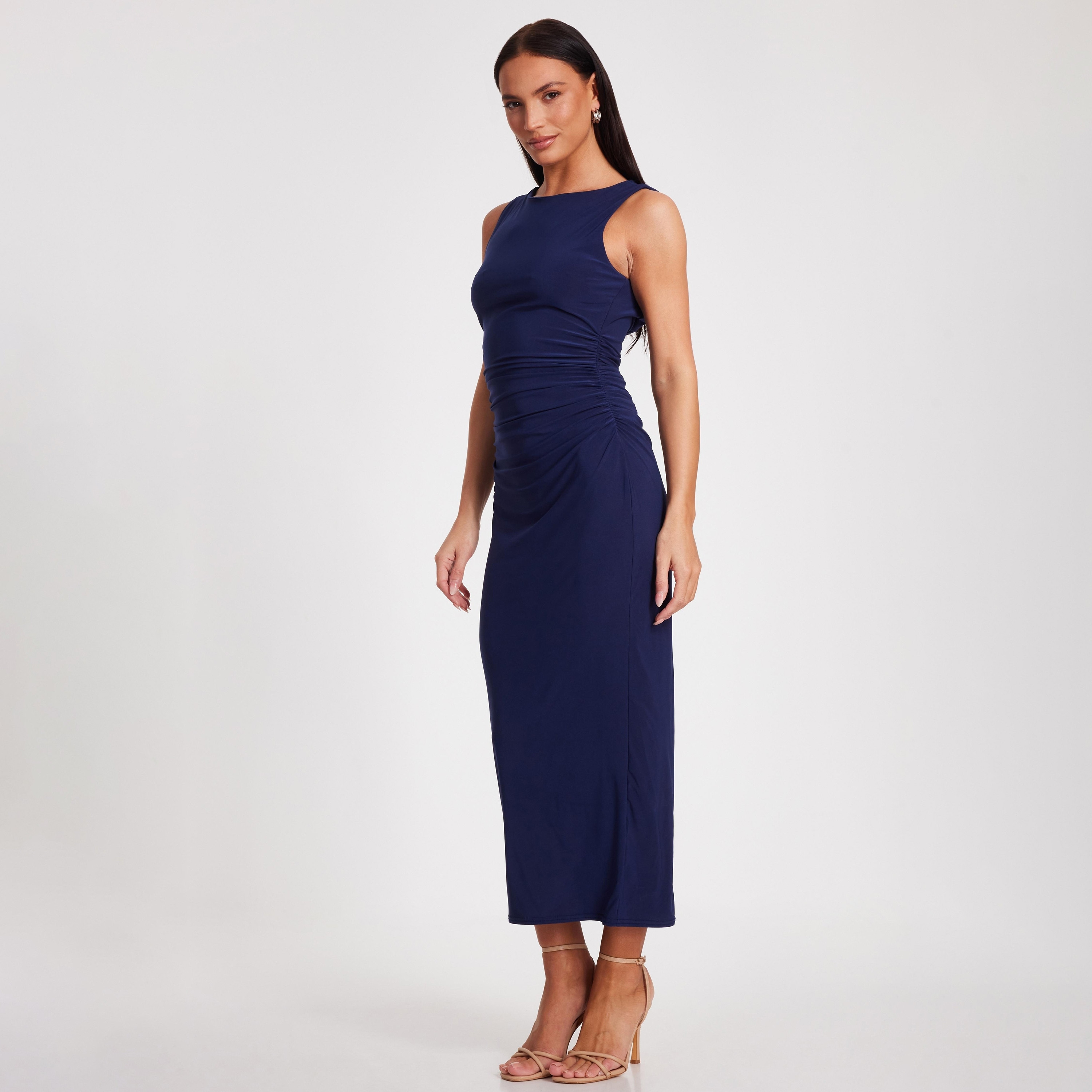 فستان ميداكسي نسائي ضيق من النيلي مع ظهر منسدل من كويز-women-clothing-dresses-image-2