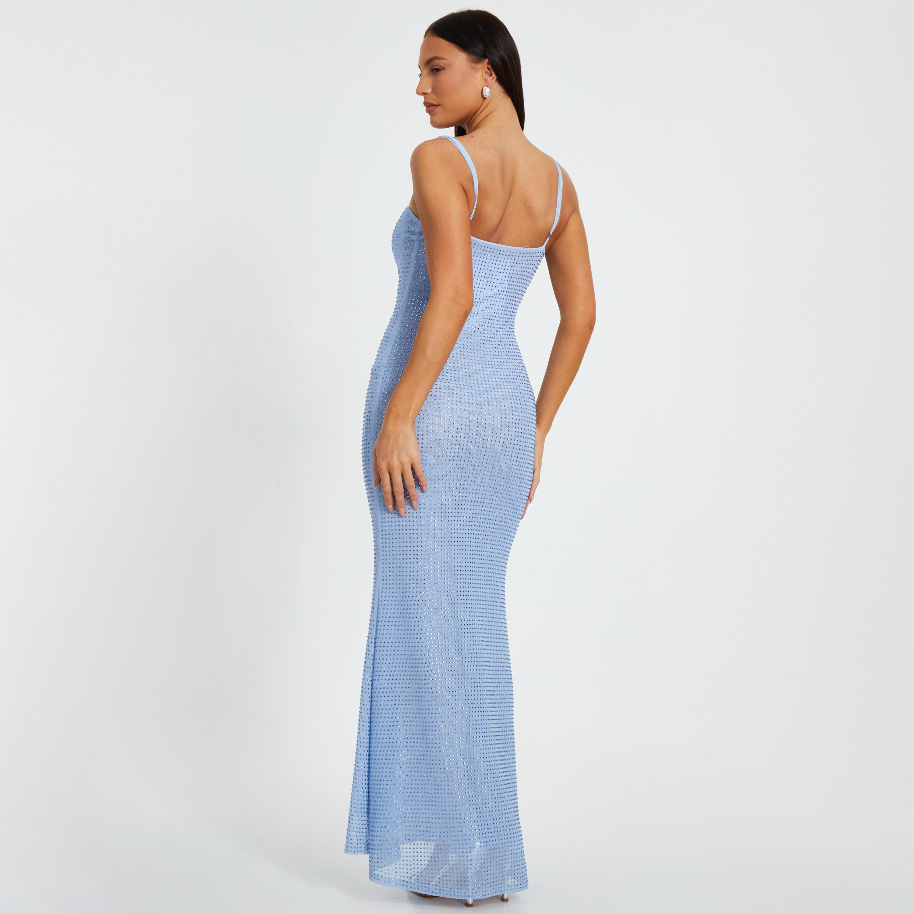 فستان سهرة ماكسي ضيق بأشرطة كتف شبكية مرصعة بأحجار الراين للنساء من كويز-women-clothing-dresses-image-3