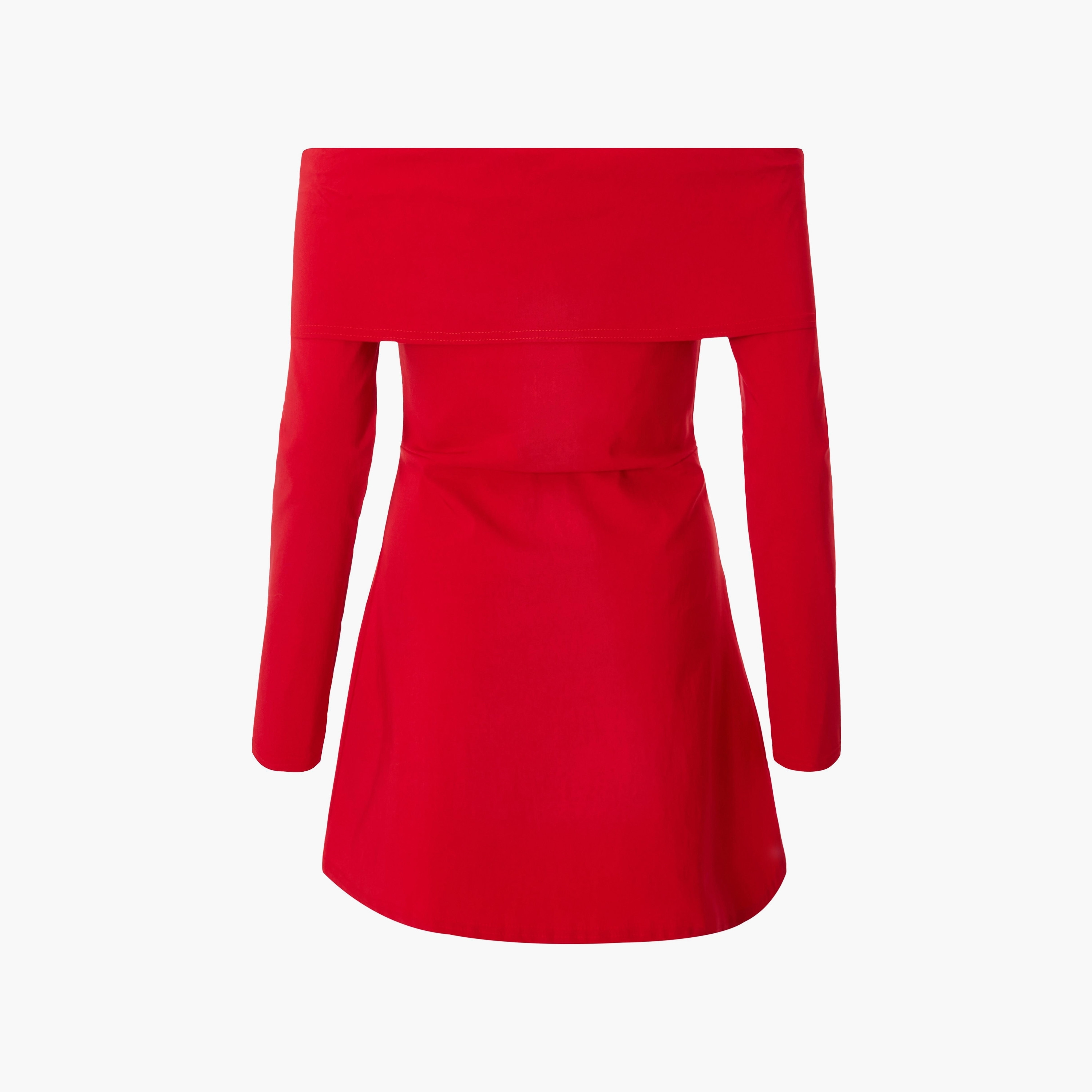 فستان بنجالين أحمر قصير للنساء بدون أكتاف من كويز-women-clothing-dresses-image-5