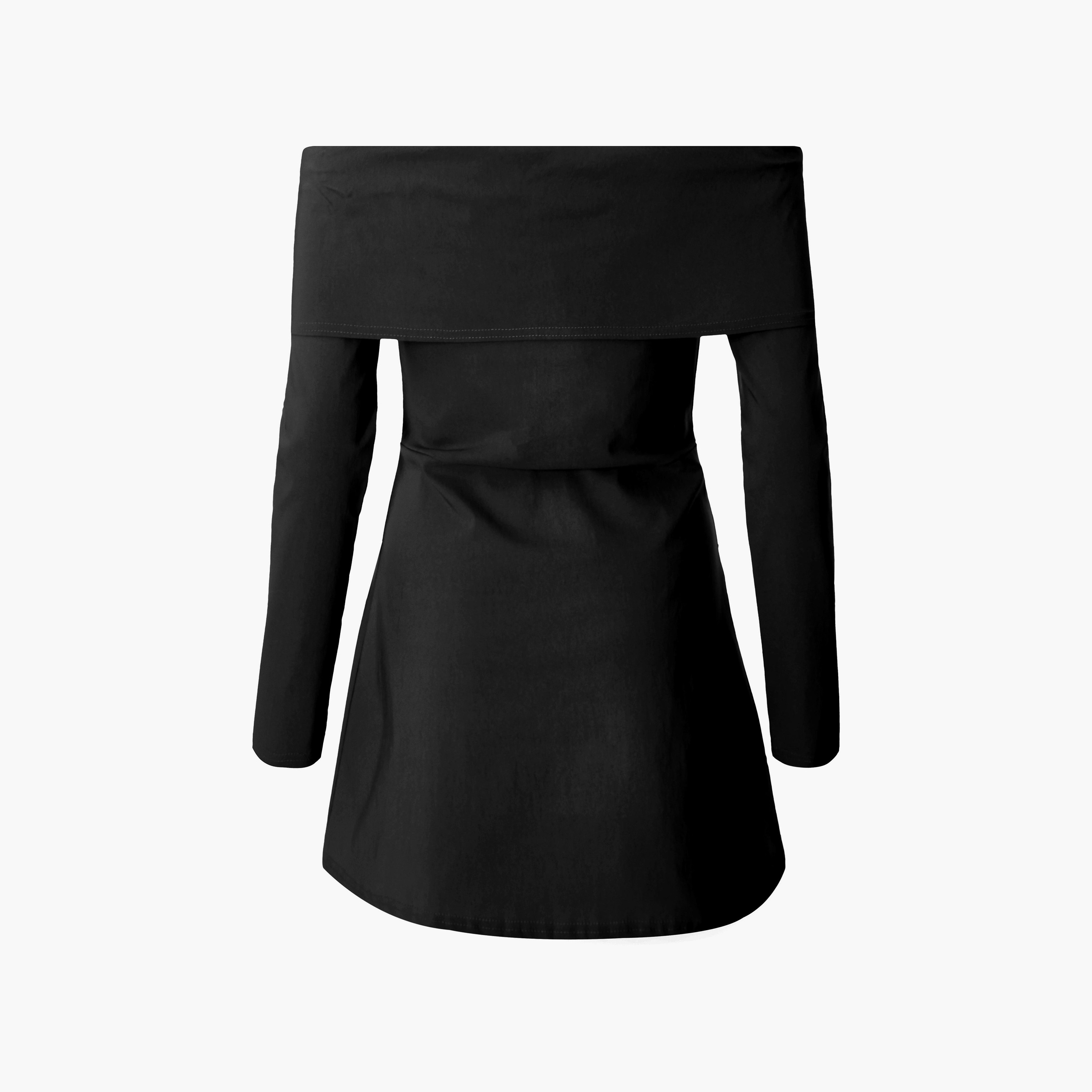 فستان قصير من Quiz باللون الأسود البنغاليني بدون أكتاف للنساء-women-clothing-dresses-image-6