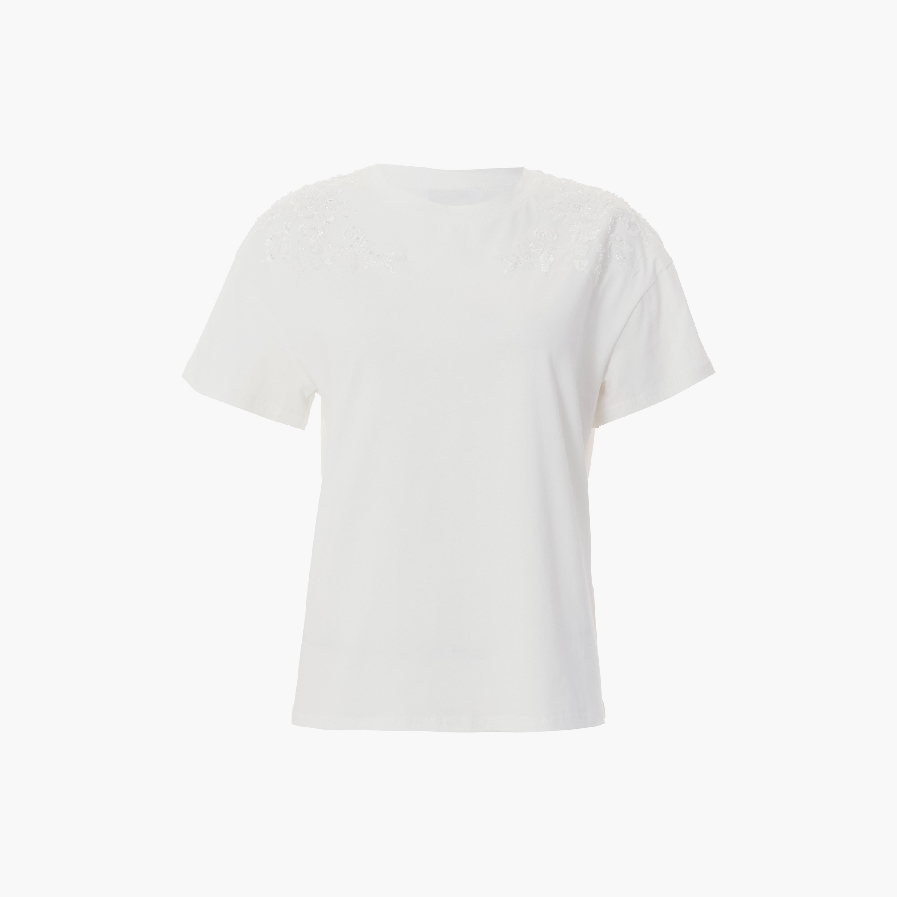 بلوزة نسائية بيضاء من القطن مزينة بالخرز من كويز-women-clothing-shirtsandblouses-blouses-image-5