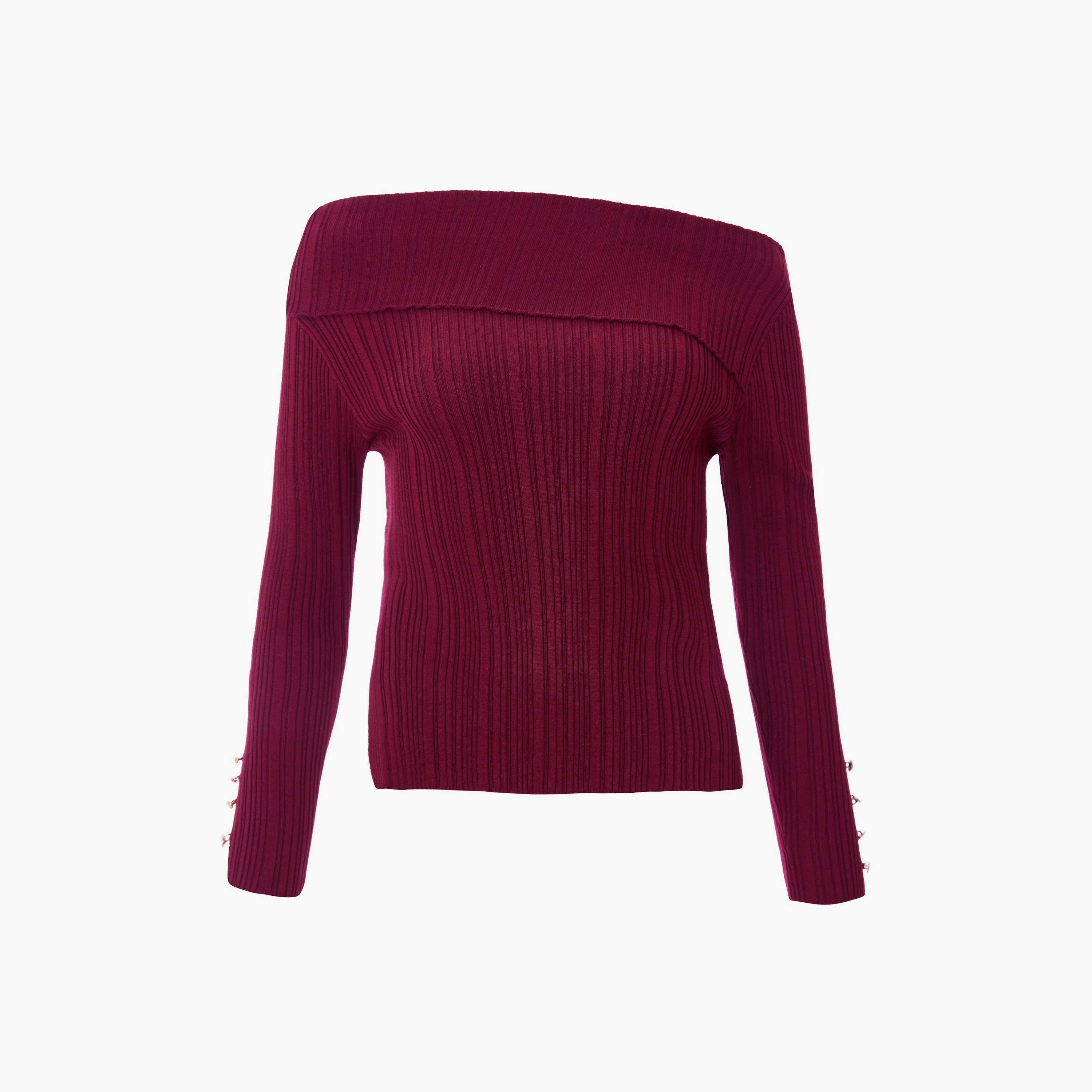 بلوزة نسائية باردو مكشوفة الكتفين محبوكة ومضلعة من كويز-women-clothing-shirtsandblouses-blouses-image-11