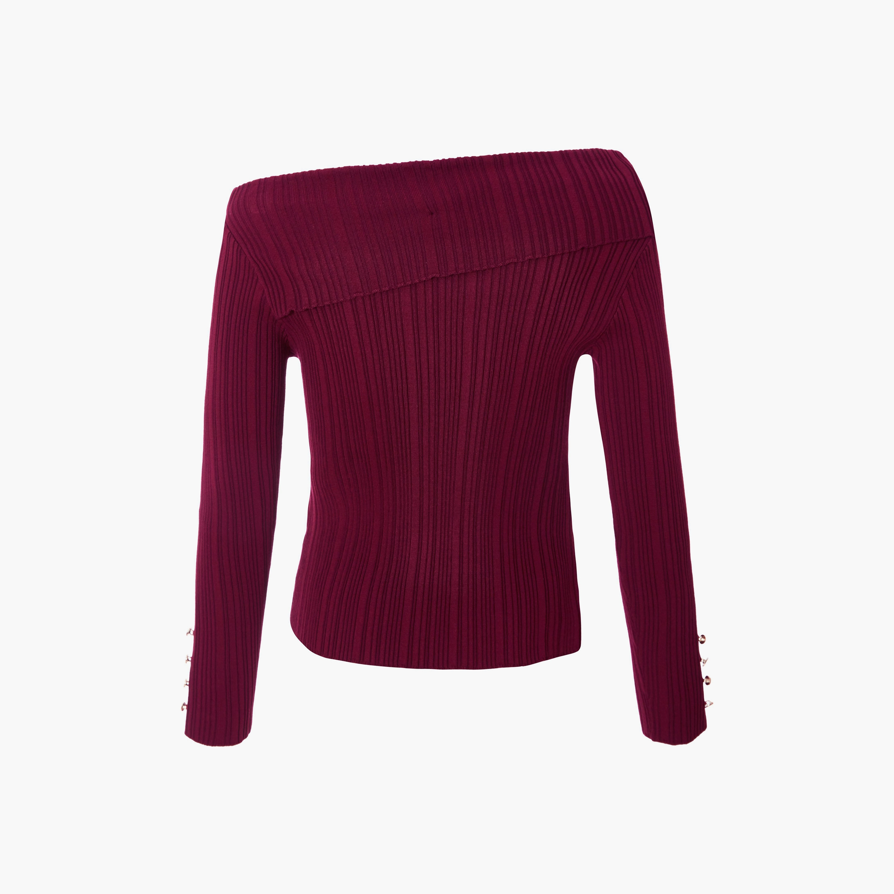 بلوزة نسائية باردو مكشوفة الكتفين محبوكة ومضلعة من كويز-women-clothing-shirtsandblouses-blouses-image-12