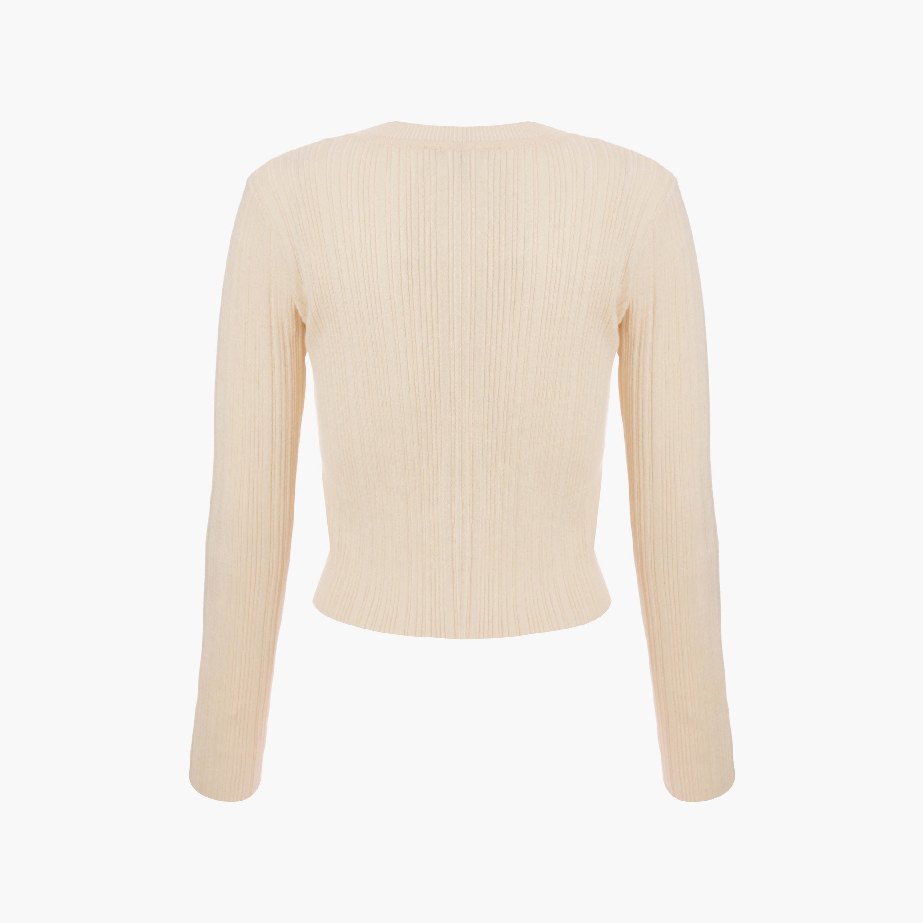 Quiz Ribbed Knit Scalloped Neck Cream Women's Cardigan-women-winterwear-cardigansandjumpers-cardigans-image-6