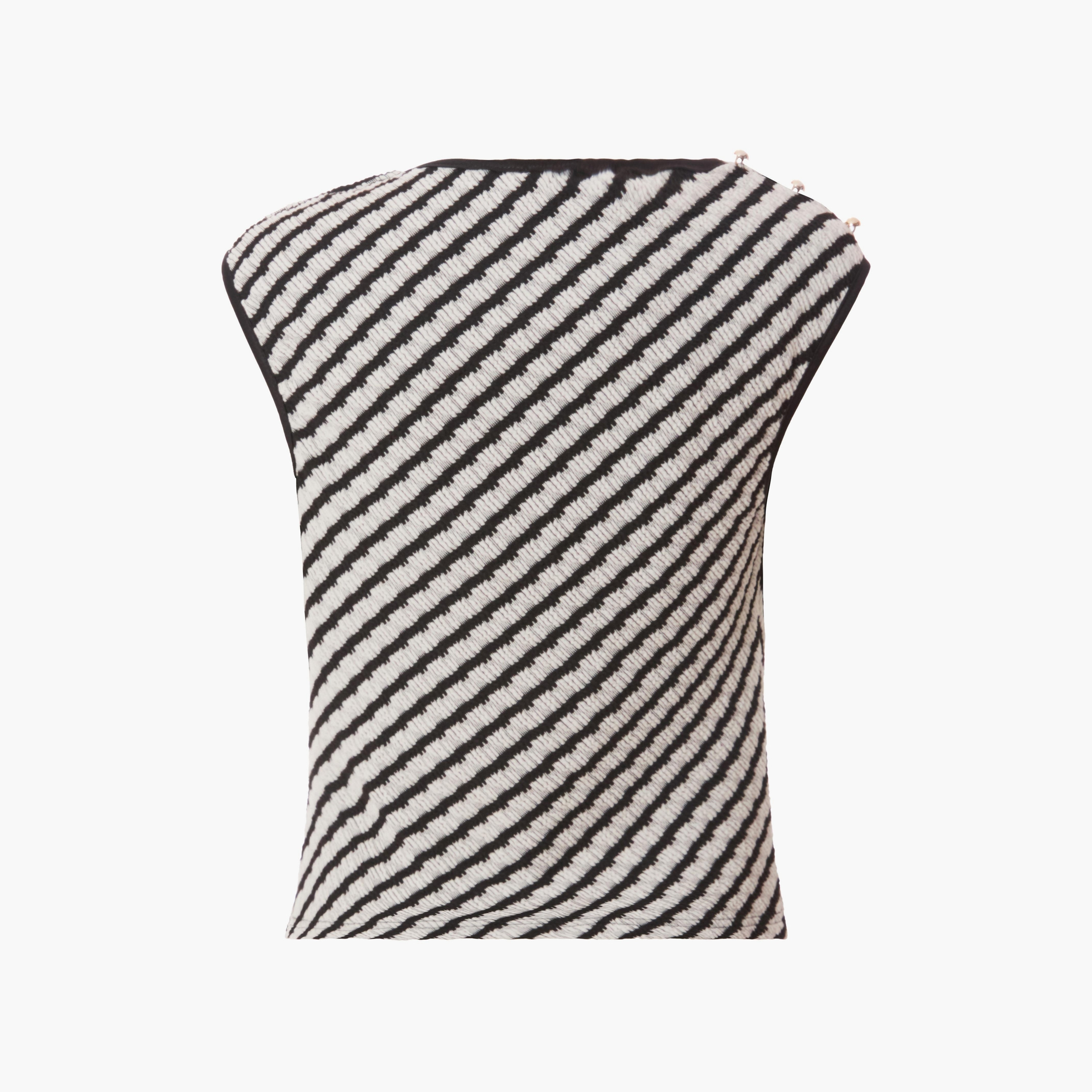 بلوزة نسائية سوداء مخططة من الجيرسي بفتحة رقبة دائرية من كويز-women-clothing-shirtsandblouses-blouses-image-6