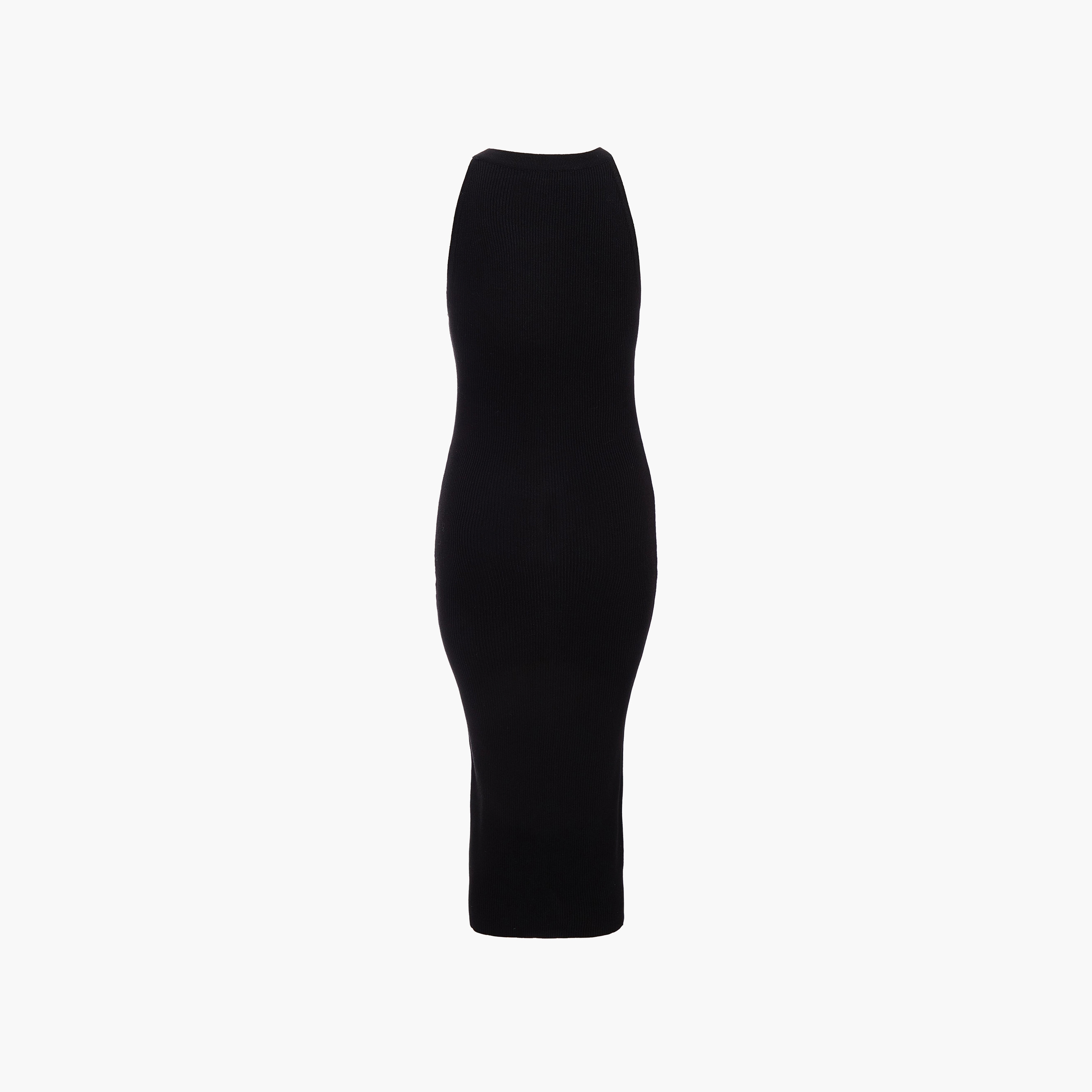 فستان نسائي أسود متوسط الطول ، مصنوع من القطن المضلع من كويز-women-clothing-dresses-image-6