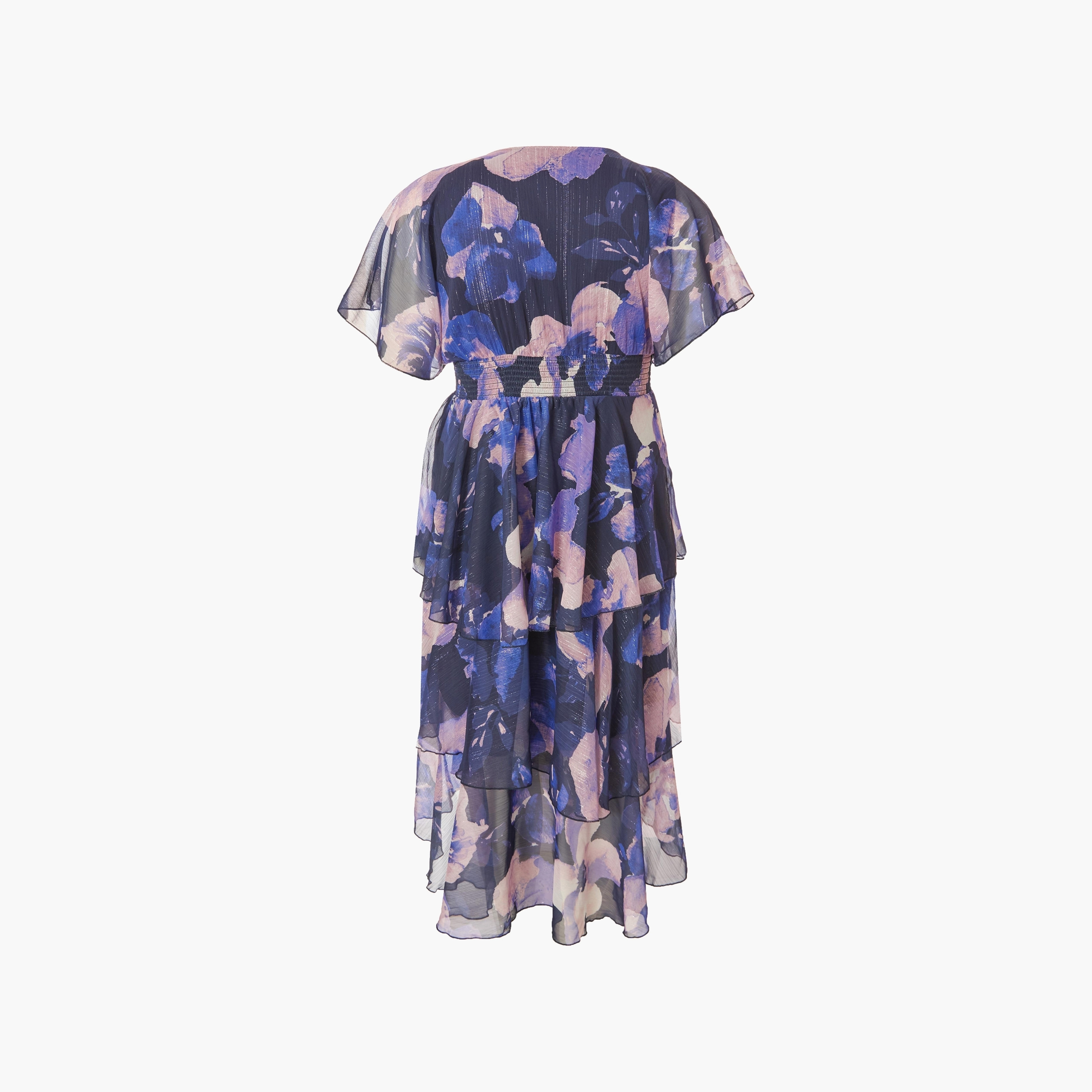 Quiz Printed Chiffon Wrap Tiered Navy Women Midi Dress-women-clothing-dresses-image-6