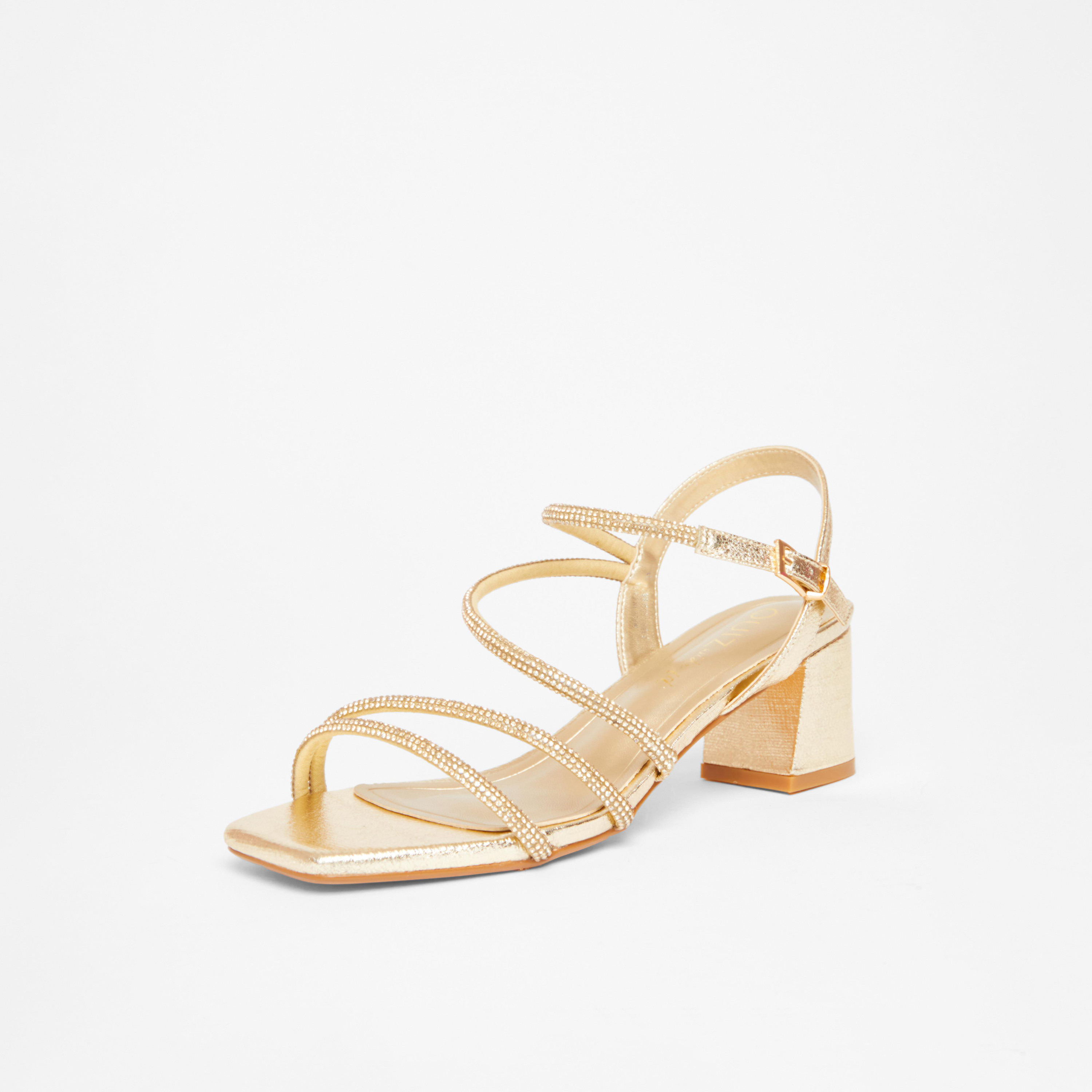 Quiz Wide Fit Diamante Cross Strap Mid Block Heel | 201923650-women-shoes-sandals-heeled-image-1