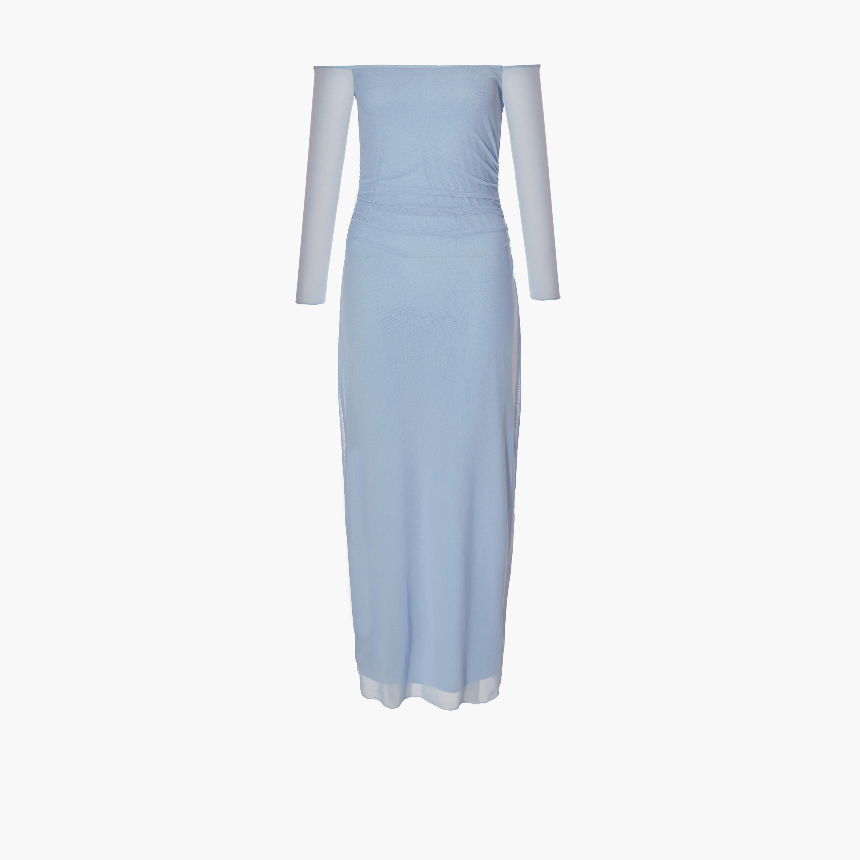 كويز-  فستان بطول متوسط (ميداكسي) من قماش شبكي باردوت أزرق فاتح-women-clothing-dresses-image-4
