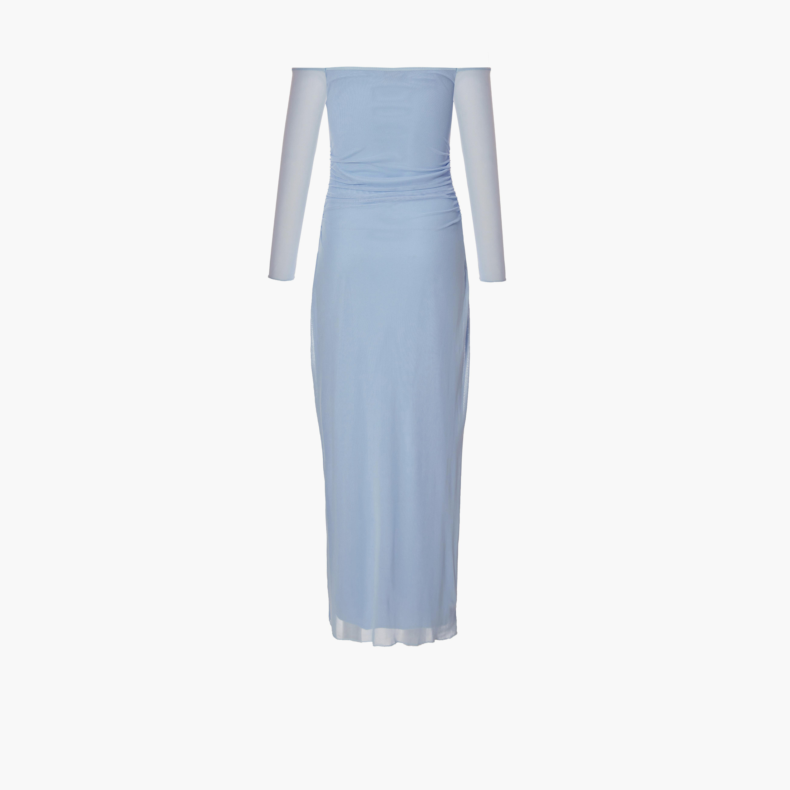 كويز-  فستان بطول متوسط (ميداكسي) من قماش شبكي باردوت أزرق فاتح-women-clothing-dresses-image-5