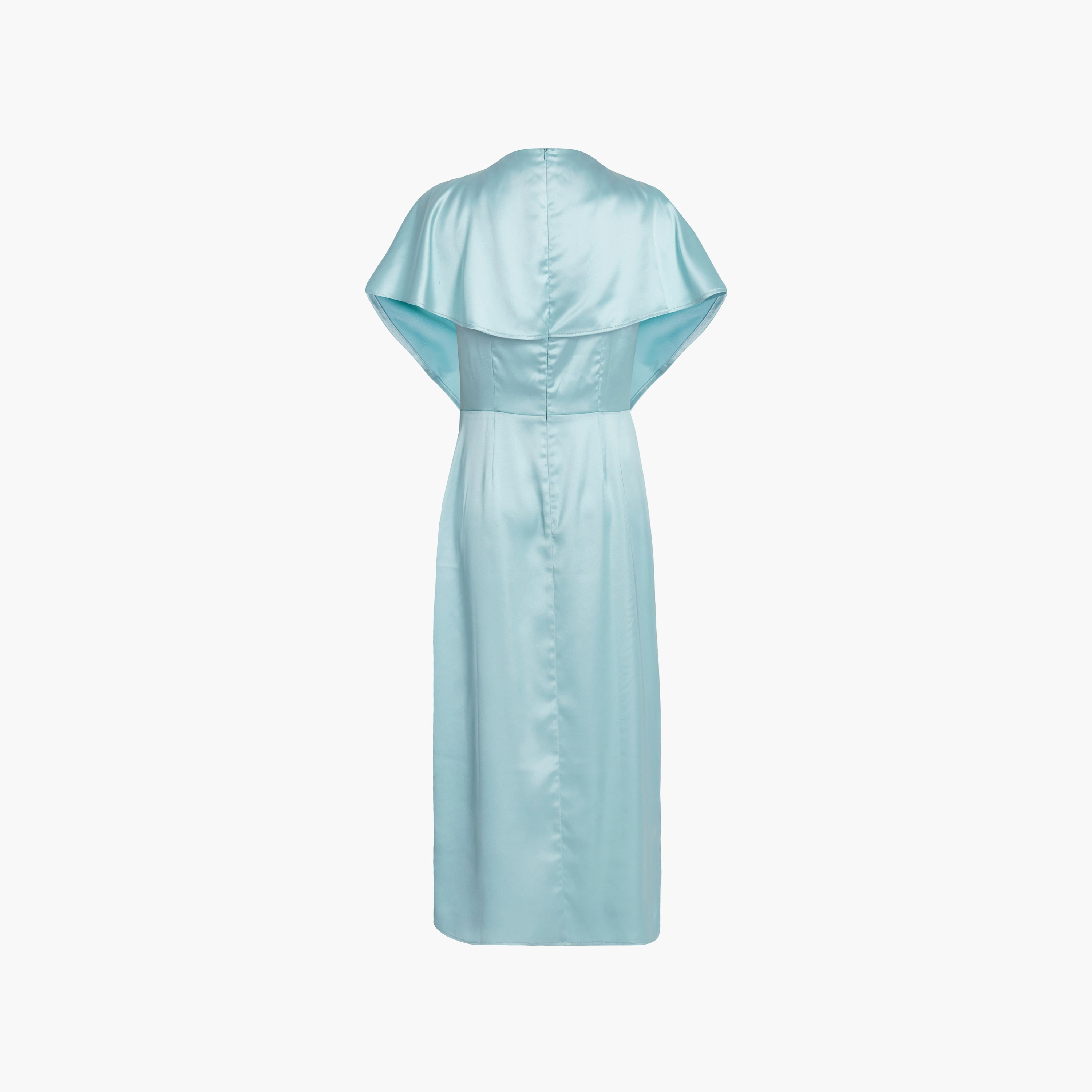 فستان أزرق متوسط الطول بأكمام منسدلة ورقبة وهمية للنساء من كويز-women-clothing-dresses-image-6